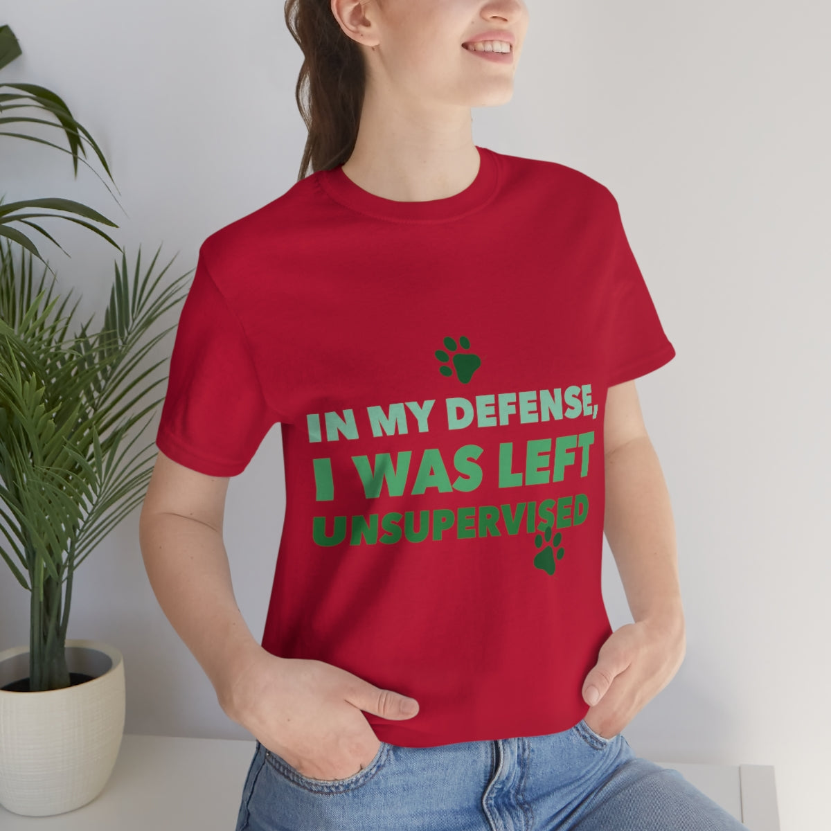 In My Defense I Was Left Unsupervised Life Funny Quotes Unisex Jersey Short Sleeve T-Shirt Ichaku [Perfect Gifts Selection]