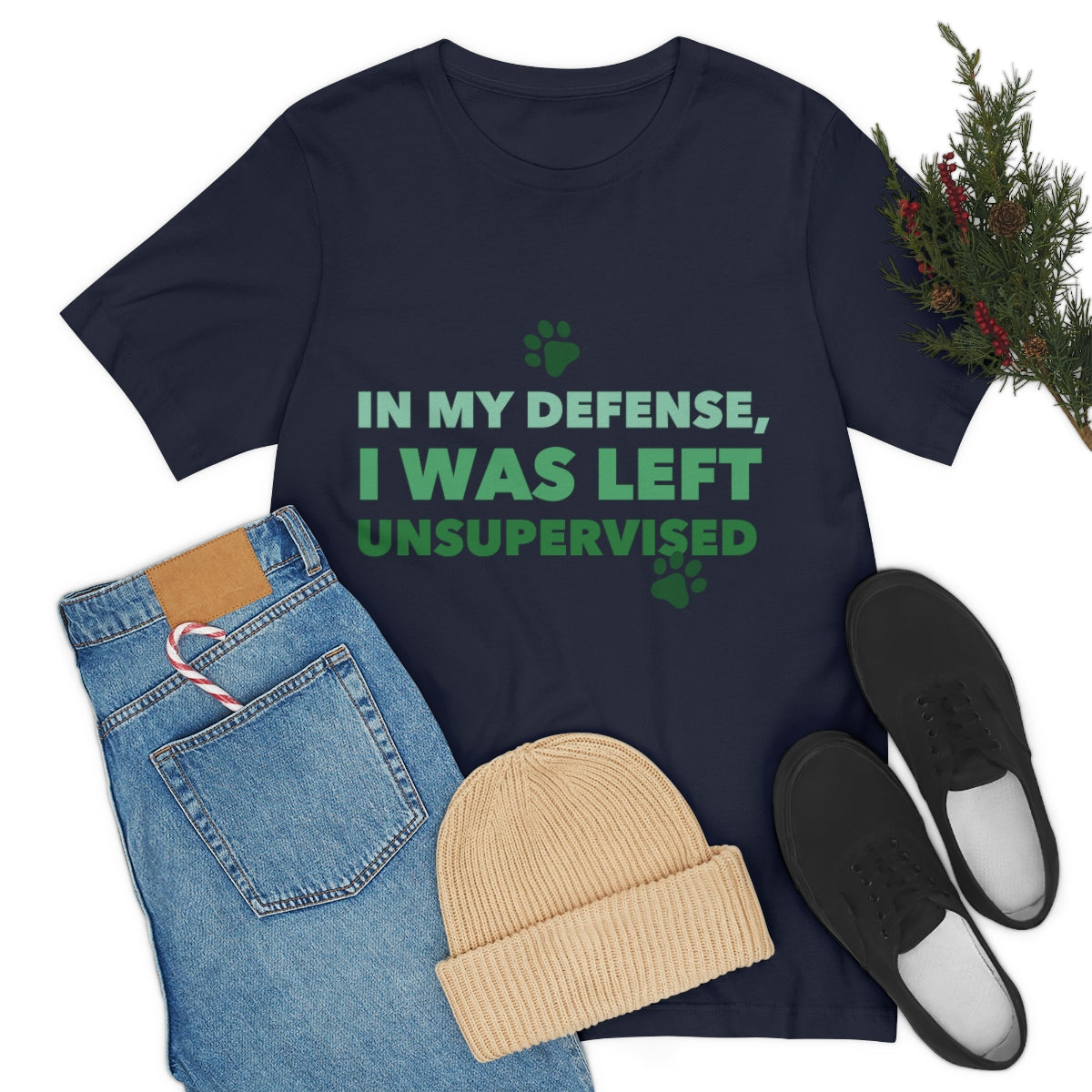 In My Defense I Was Left Unsupervised Life Funny Quotes Unisex Jersey Short Sleeve T-Shirt Ichaku [Perfect Gifts Selection]