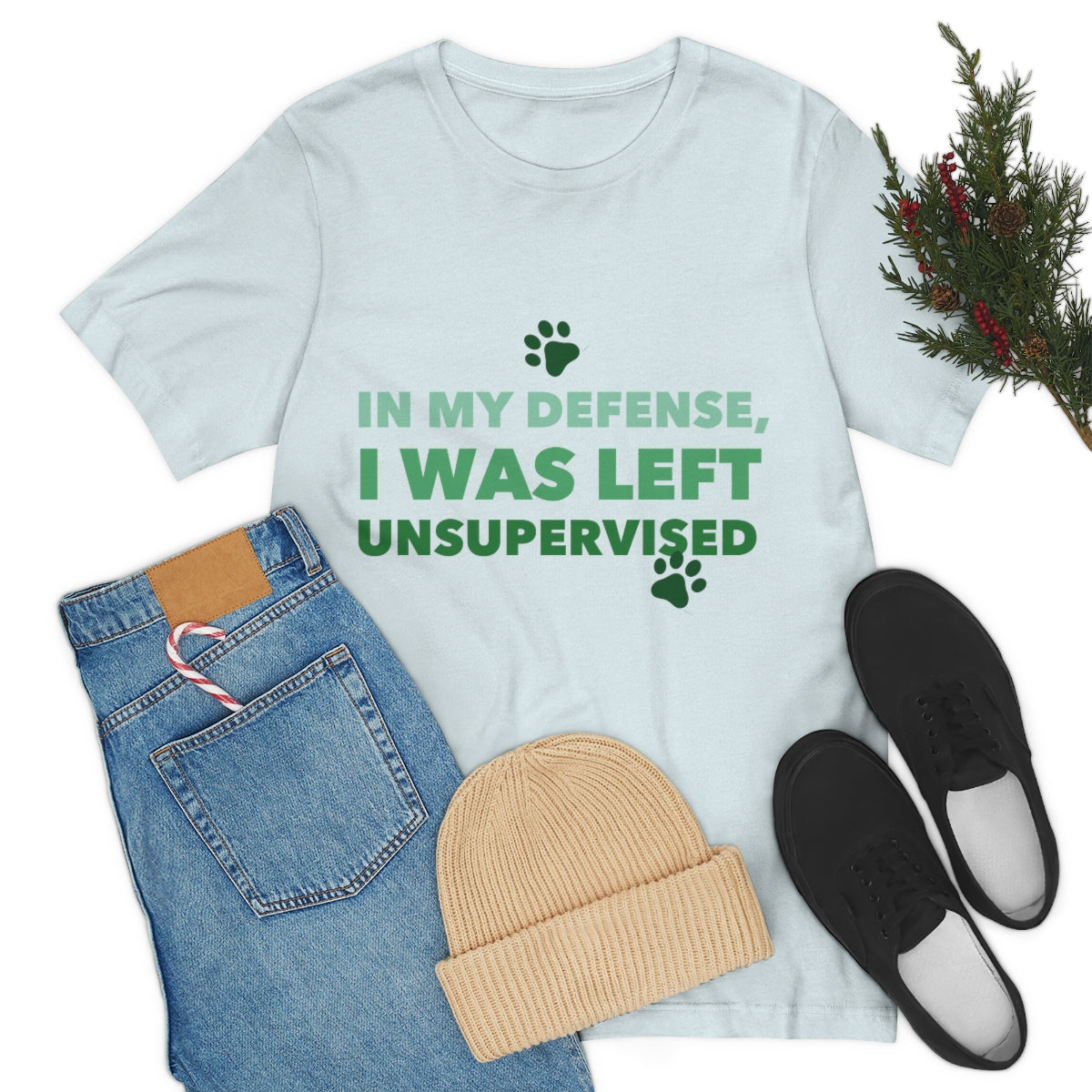 In My Defense I Was Left Unsupervised Life Funny Quotes Unisex Jersey Short Sleeve T-Shirt Ichaku [Perfect Gifts Selection]