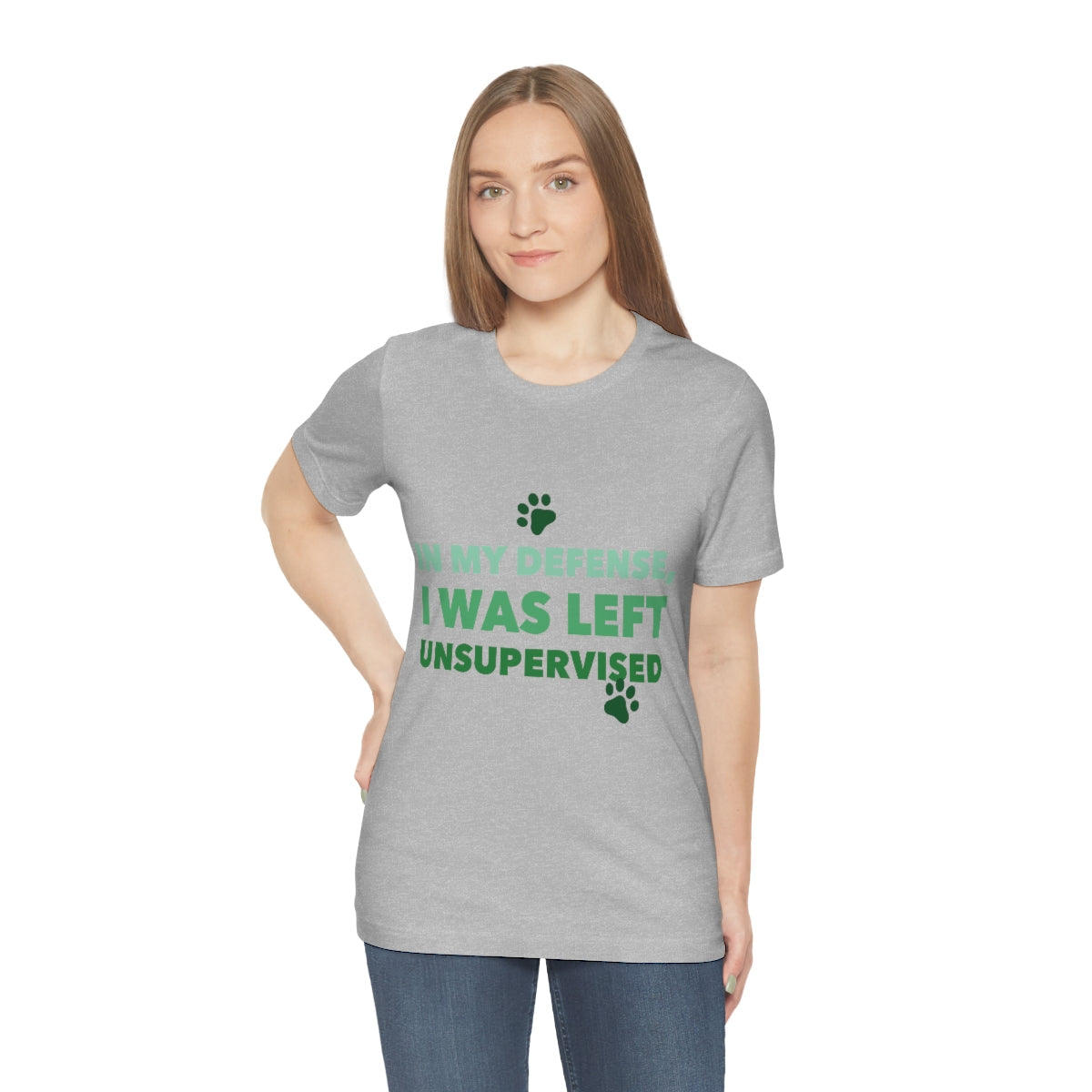 In My Defense I Was Left Unsupervised Life Funny Quotes Unisex Jersey Short Sleeve T-Shirt Ichaku [Perfect Gifts Selection]