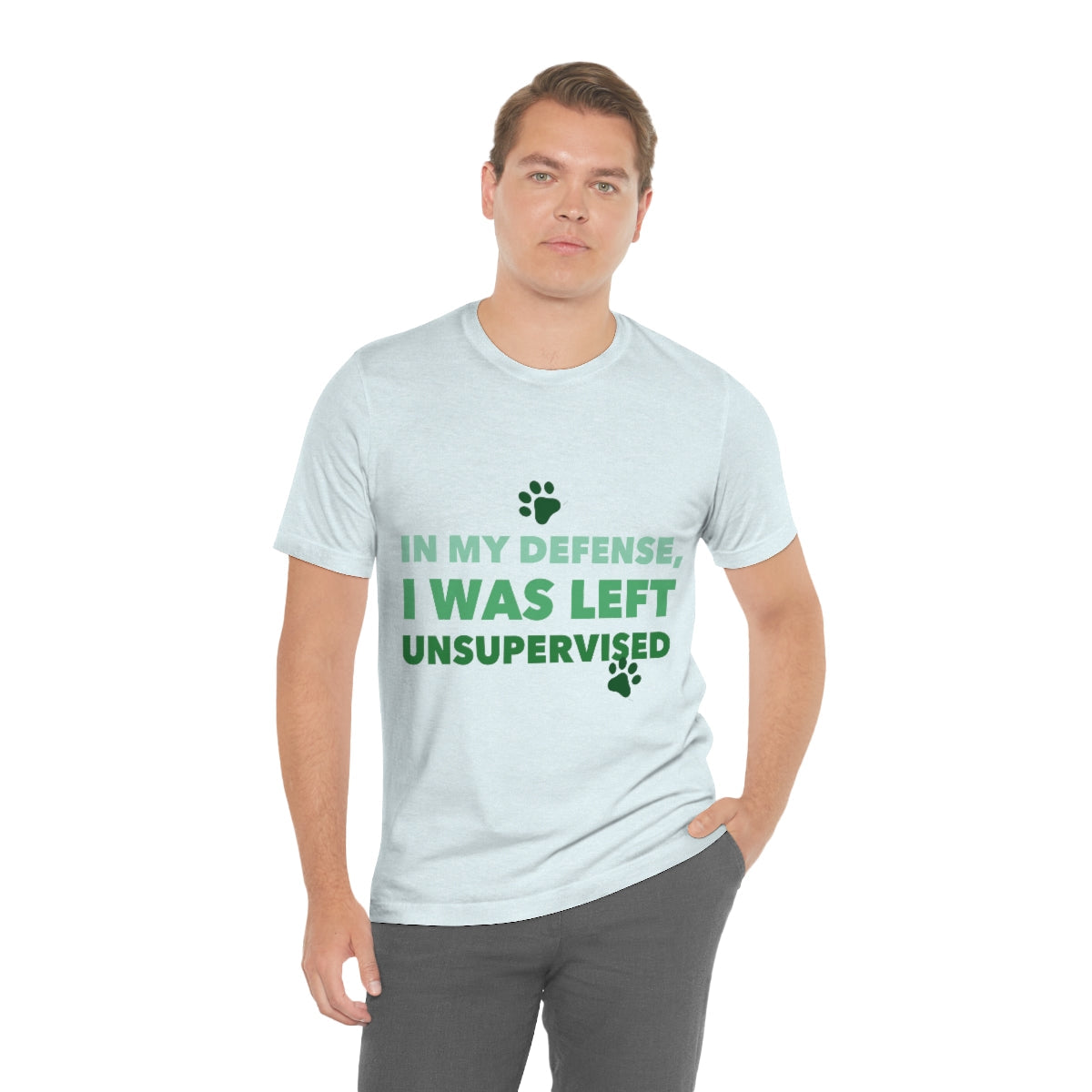 In My Defense I Was Left Unsupervised Life Funny Quotes Unisex Jersey Short Sleeve T-Shirt Ichaku [Perfect Gifts Selection]