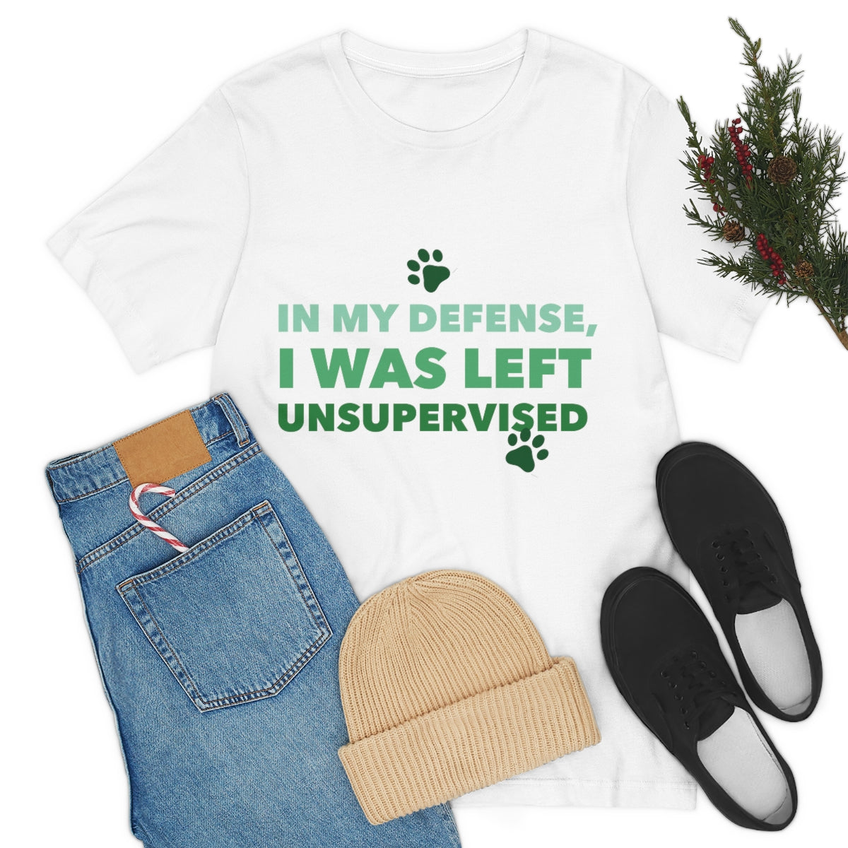 In My Defense I Was Left Unsupervised Life Funny Quotes Unisex Jersey Short Sleeve T-Shirt Ichaku [Perfect Gifts Selection]