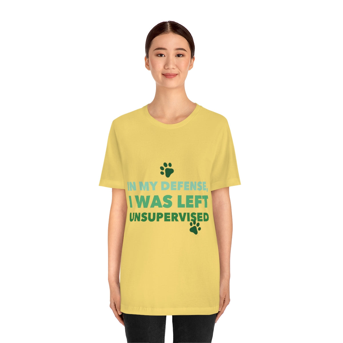 In My Defense I Was Left Unsupervised Life Funny Quotes Unisex Jersey Short Sleeve T-Shirt Ichaku [Perfect Gifts Selection]