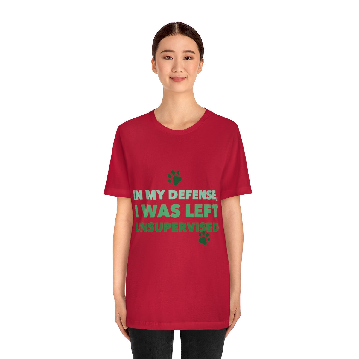 In My Defense I Was Left Unsupervised Life Funny Quotes Unisex Jersey Short Sleeve T-Shirt Ichaku [Perfect Gifts Selection]