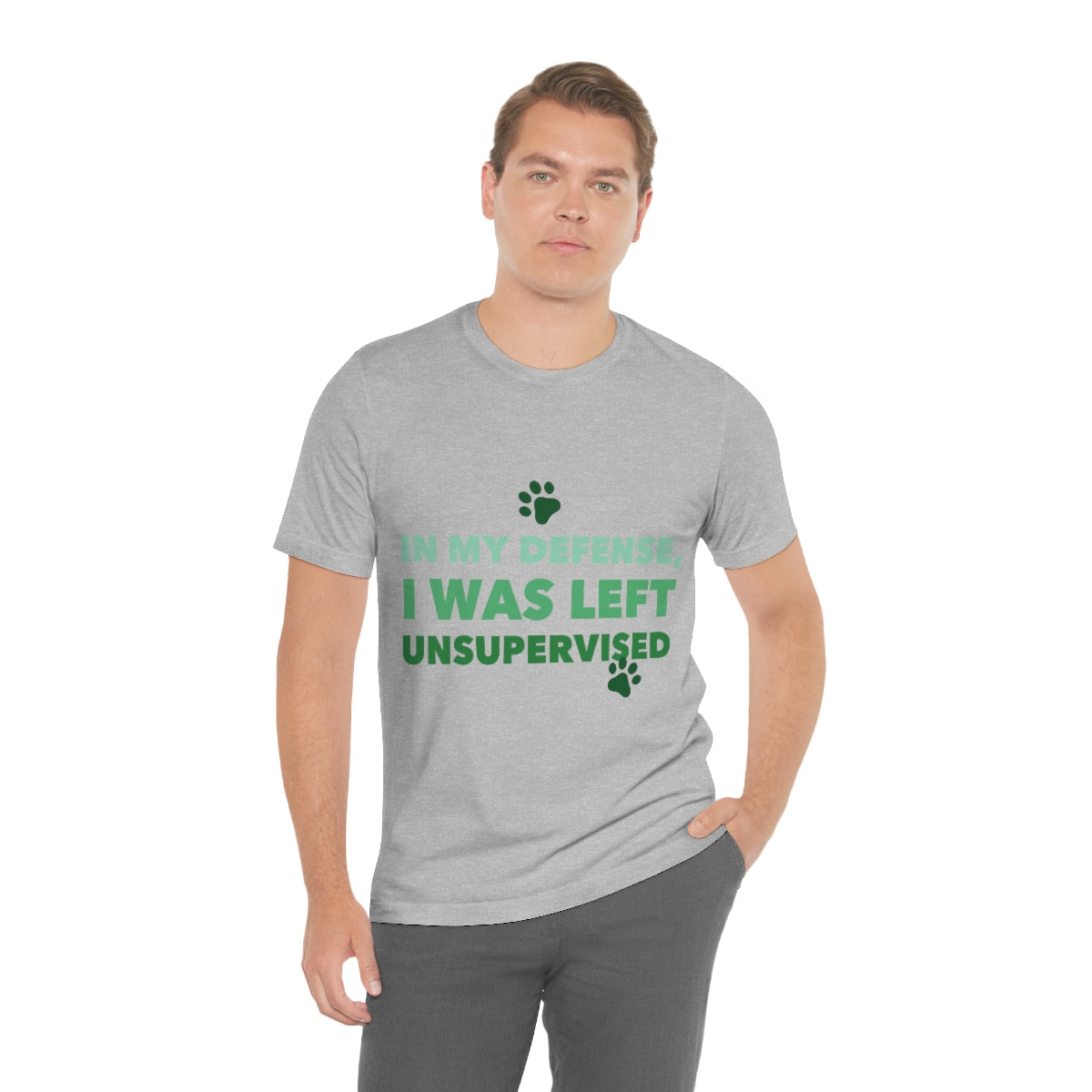 In My Defense I Was Left Unsupervised Life Funny Quotes Unisex Jersey Short Sleeve T-Shirt Ichaku [Perfect Gifts Selection]