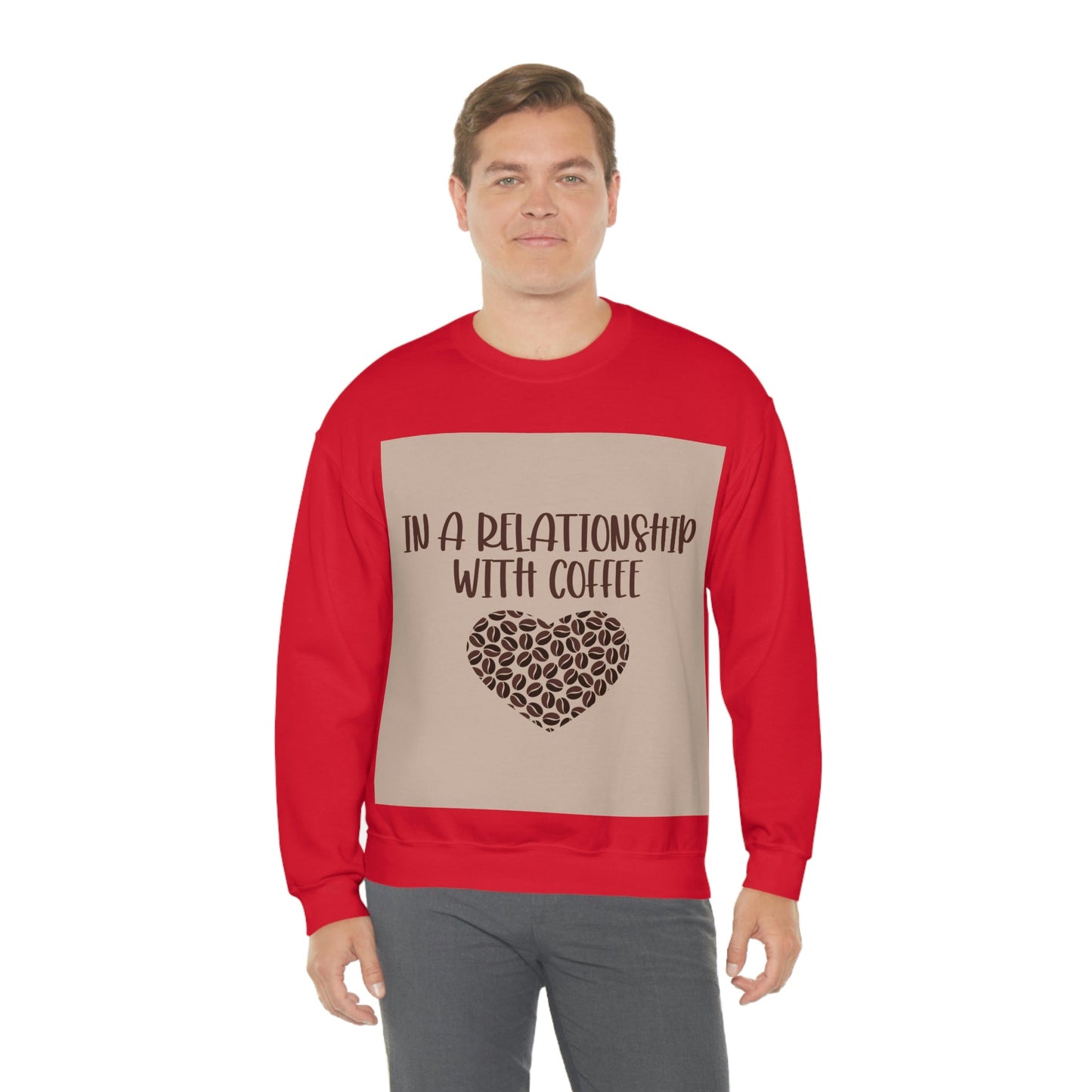 In a Relationship With Coffee In Love Lovers Heart Beans Humor Art Unisex Heavy Blend™ Crewneck Sweatshirt Ichaku [Perfect Gifts Selection]