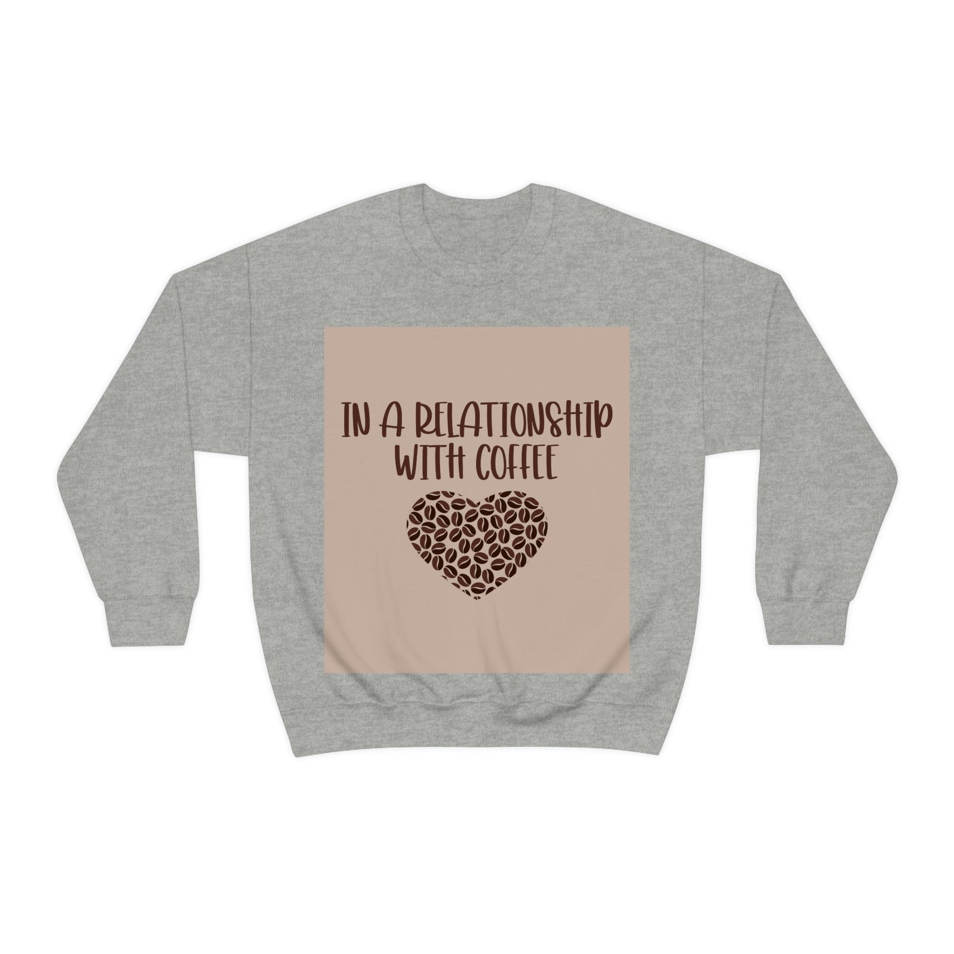 In a Relationship With Coffee In Love Lovers Heart Beans Humor Art Unisex Heavy Blend™ Crewneck Sweatshirt Ichaku [Perfect Gifts Selection]