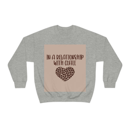 In a Relationship With Coffee In Love Lovers Heart Beans Humor Art Unisex Heavy Blend™ Crewneck Sweatshirt Ichaku [Perfect Gifts Selection]