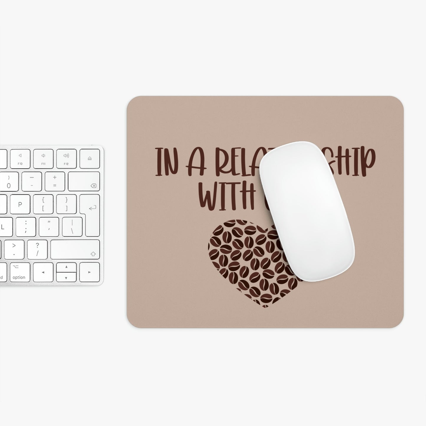 In a Relationship With Coffee In Love Lovers Heart Beans Humor Ergonomic Non-slip Creative Design Mouse Pad Ichaku [Perfect Gifts Selection]