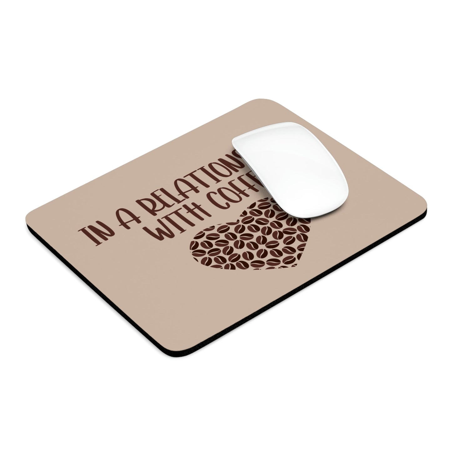 In a Relationship With Coffee In Love Lovers Heart Beans Humor Ergonomic Non-slip Creative Design Mouse Pad Ichaku [Perfect Gifts Selection]