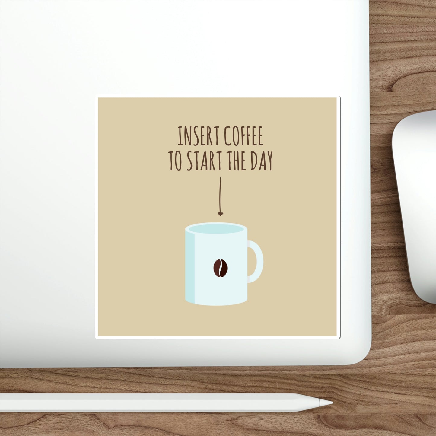 Insert Coffee To Start The Day Reminder Beans Die-Cut Sticker Ichaku [Perfect Gifts Selection]