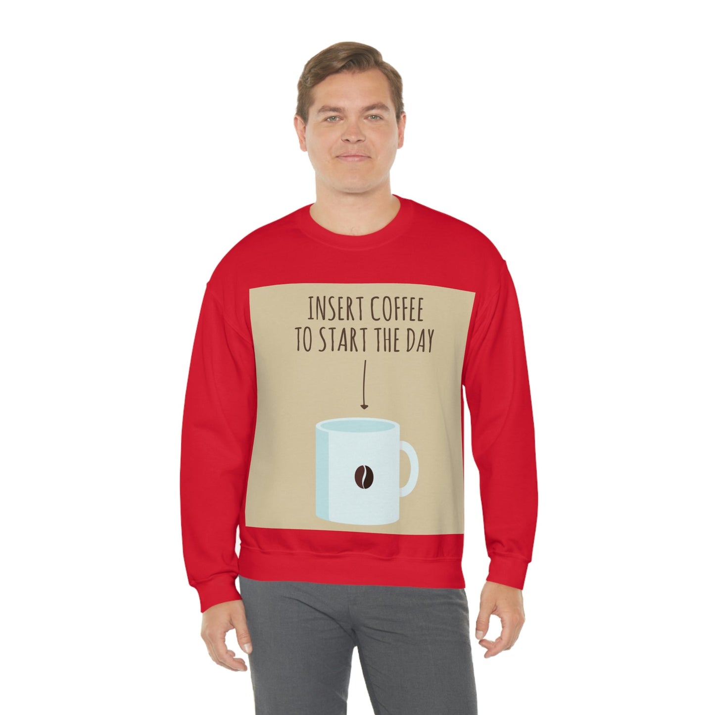 Insert Coffee To Start The Day Reminder Beans Lovers Unisex Heavy Blend™ Crewneck Sweatshirt Ichaku [Perfect Gifts Selection]