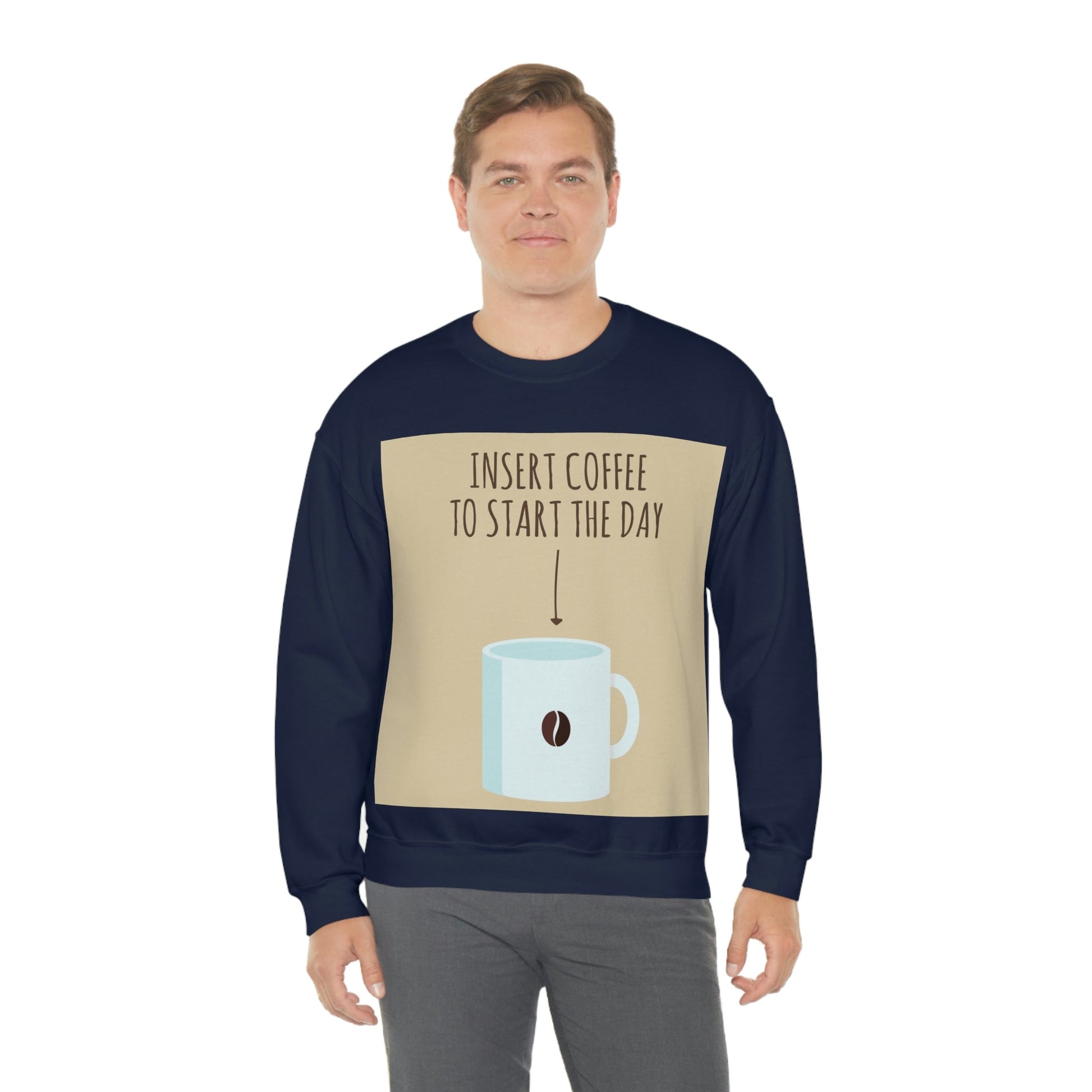 Insert Coffee To Start The Day Reminder Beans Lovers Unisex Heavy Blend™ Crewneck Sweatshirt Ichaku [Perfect Gifts Selection]