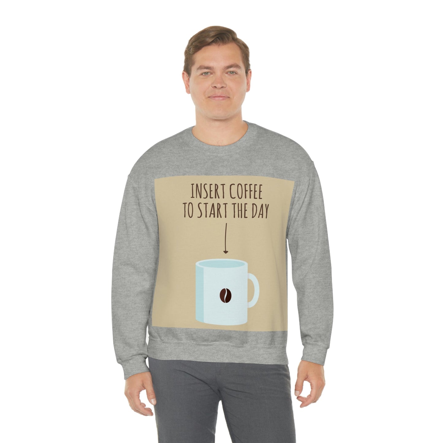 Insert Coffee To Start The Day Reminder Beans Lovers Unisex Heavy Blend™ Crewneck Sweatshirt Ichaku [Perfect Gifts Selection]