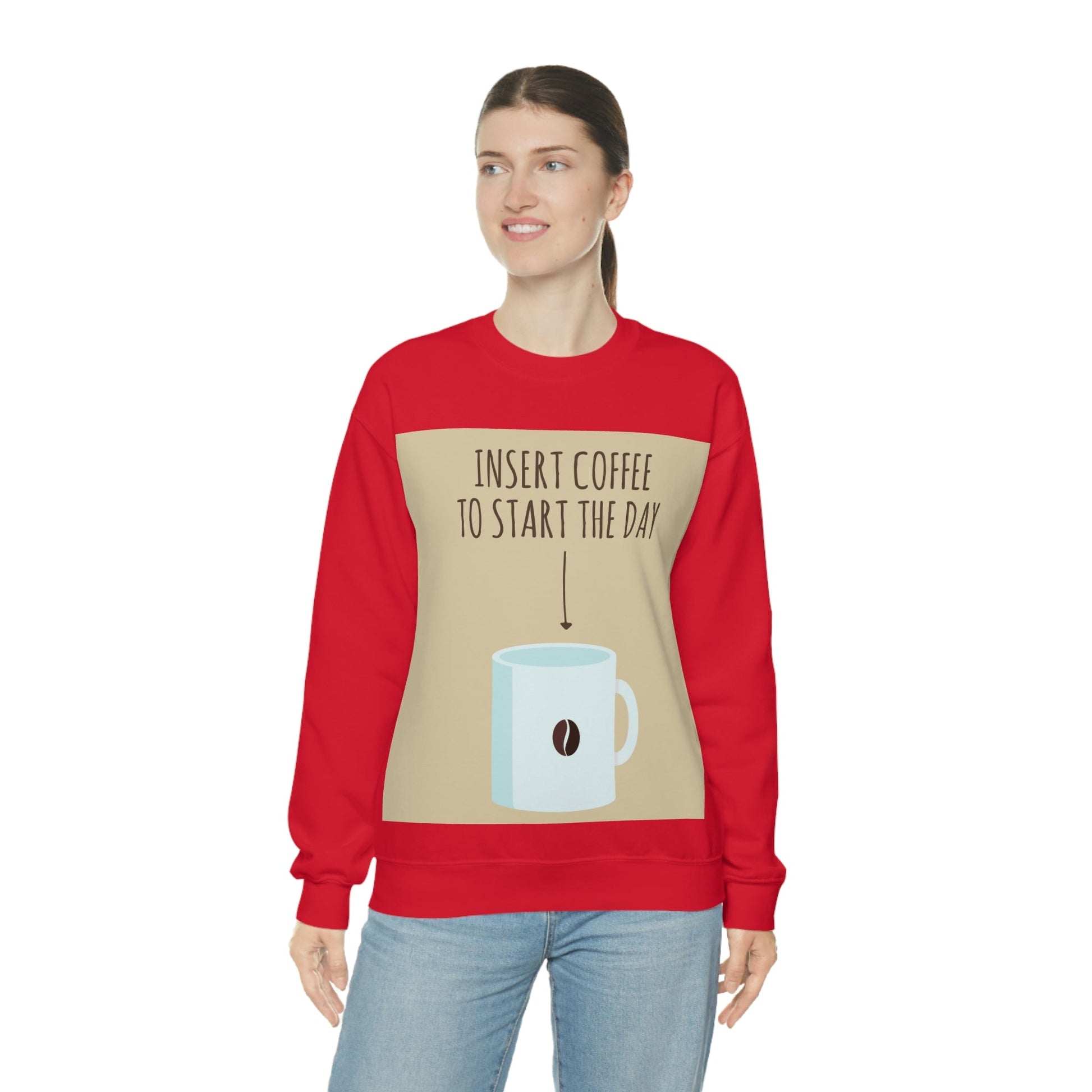 Insert Coffee To Start The Day Reminder Beans Lovers Unisex Heavy Blend™ Crewneck Sweatshirt Ichaku [Perfect Gifts Selection]