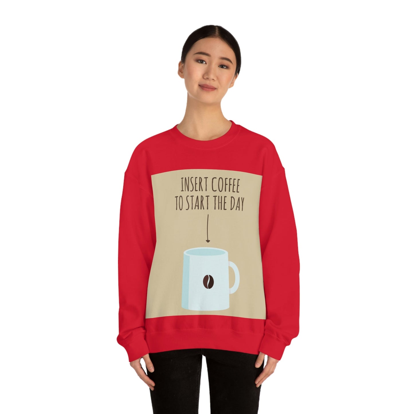 Insert Coffee To Start The Day Reminder Beans Lovers Unisex Heavy Blend™ Crewneck Sweatshirt Ichaku [Perfect Gifts Selection]