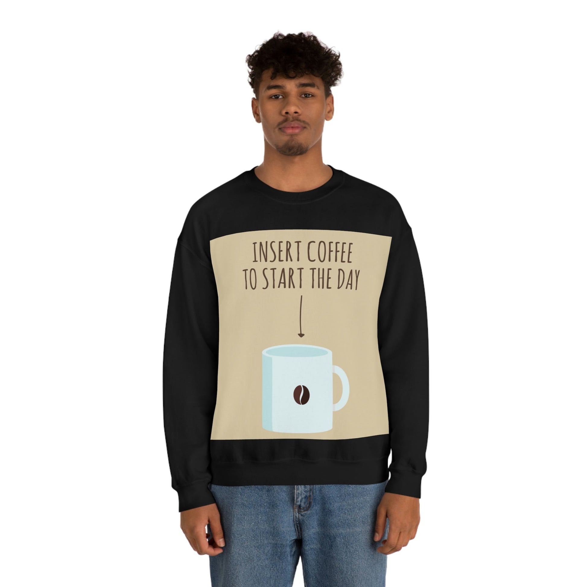 Insert Coffee To Start The Day Reminder Beans Lovers Unisex Heavy Blend™ Crewneck Sweatshirt Ichaku [Perfect Gifts Selection]