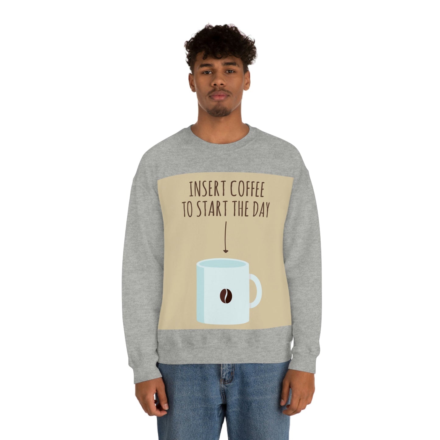 Insert Coffee To Start The Day Reminder Beans Lovers Unisex Heavy Blend™ Crewneck Sweatshirt Ichaku [Perfect Gifts Selection]