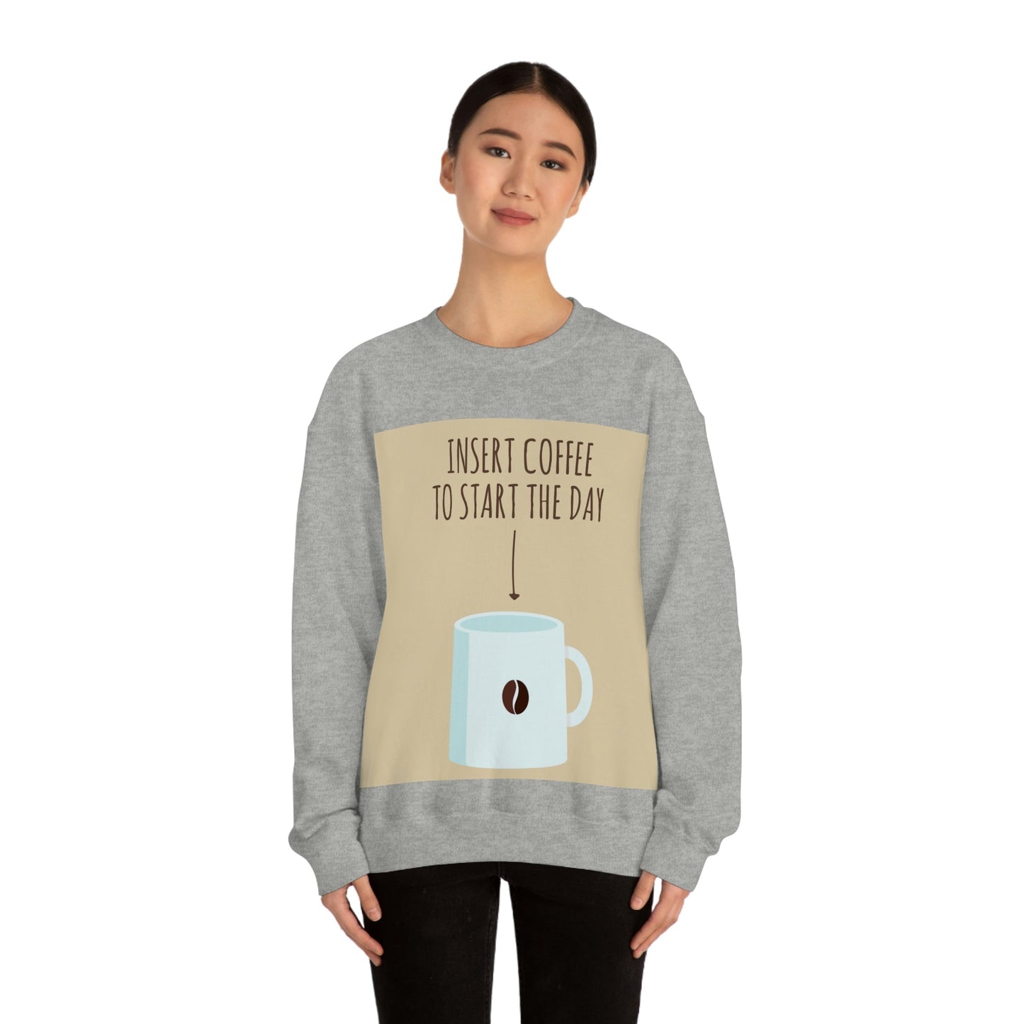 Insert Coffee To Start The Day Reminder Beans Lovers Unisex Heavy Blend™ Crewneck Sweatshirt Ichaku [Perfect Gifts Selection]