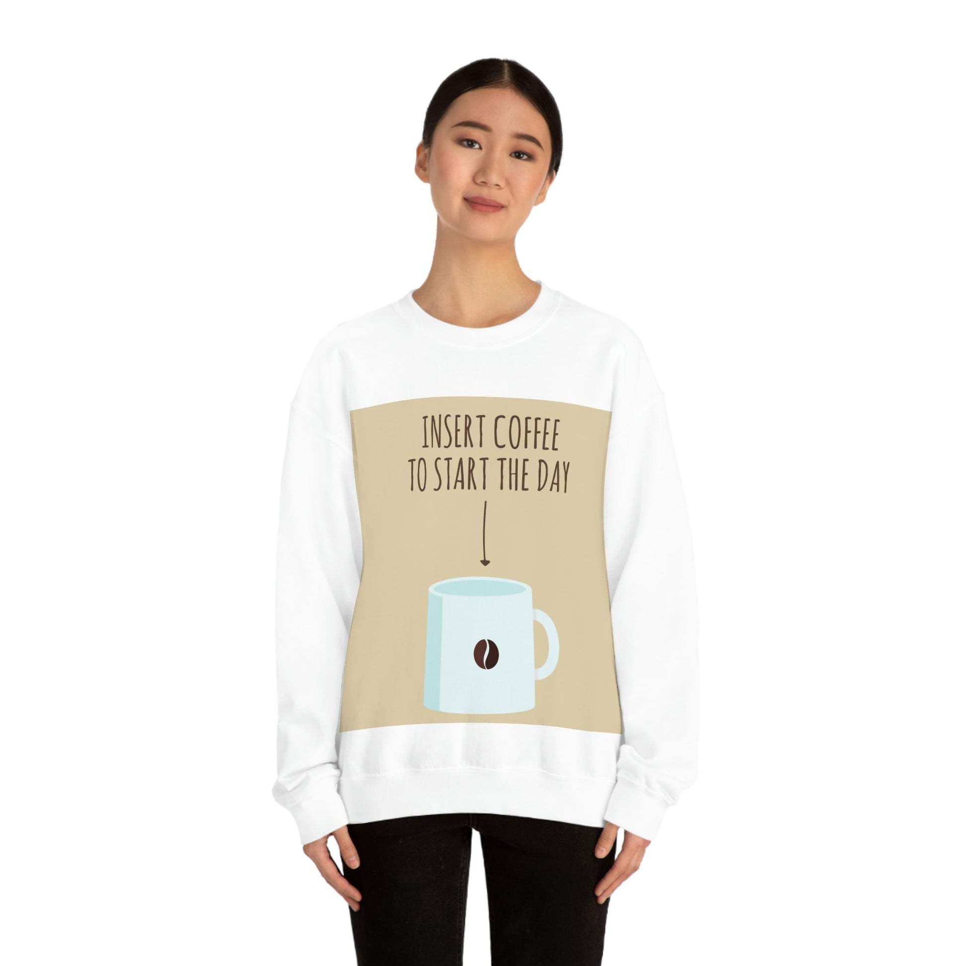 Insert Coffee To Start The Day Reminder Beans Lovers Unisex Heavy Blend™ Crewneck Sweatshirt Ichaku [Perfect Gifts Selection]