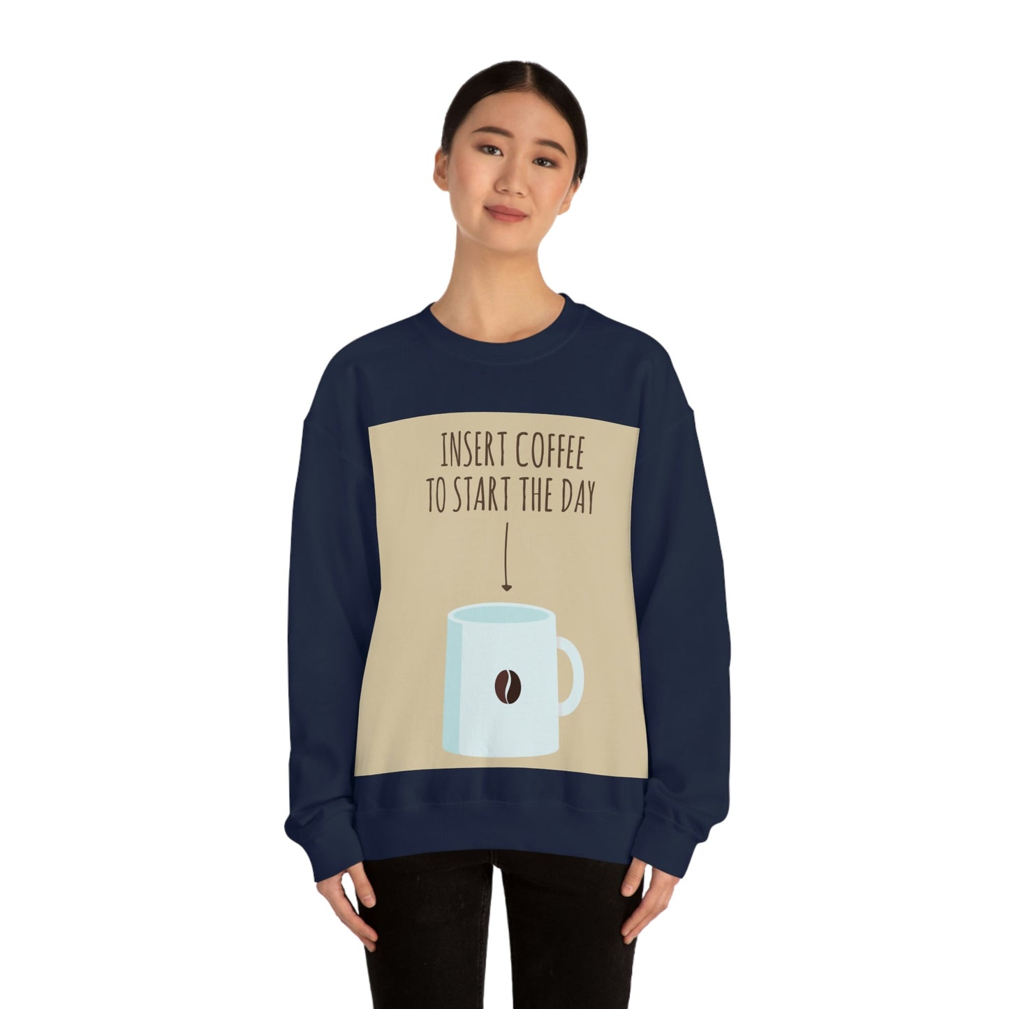 Insert Coffee To Start The Day Reminder Beans Lovers Unisex Heavy Blend™ Crewneck Sweatshirt Ichaku [Perfect Gifts Selection]