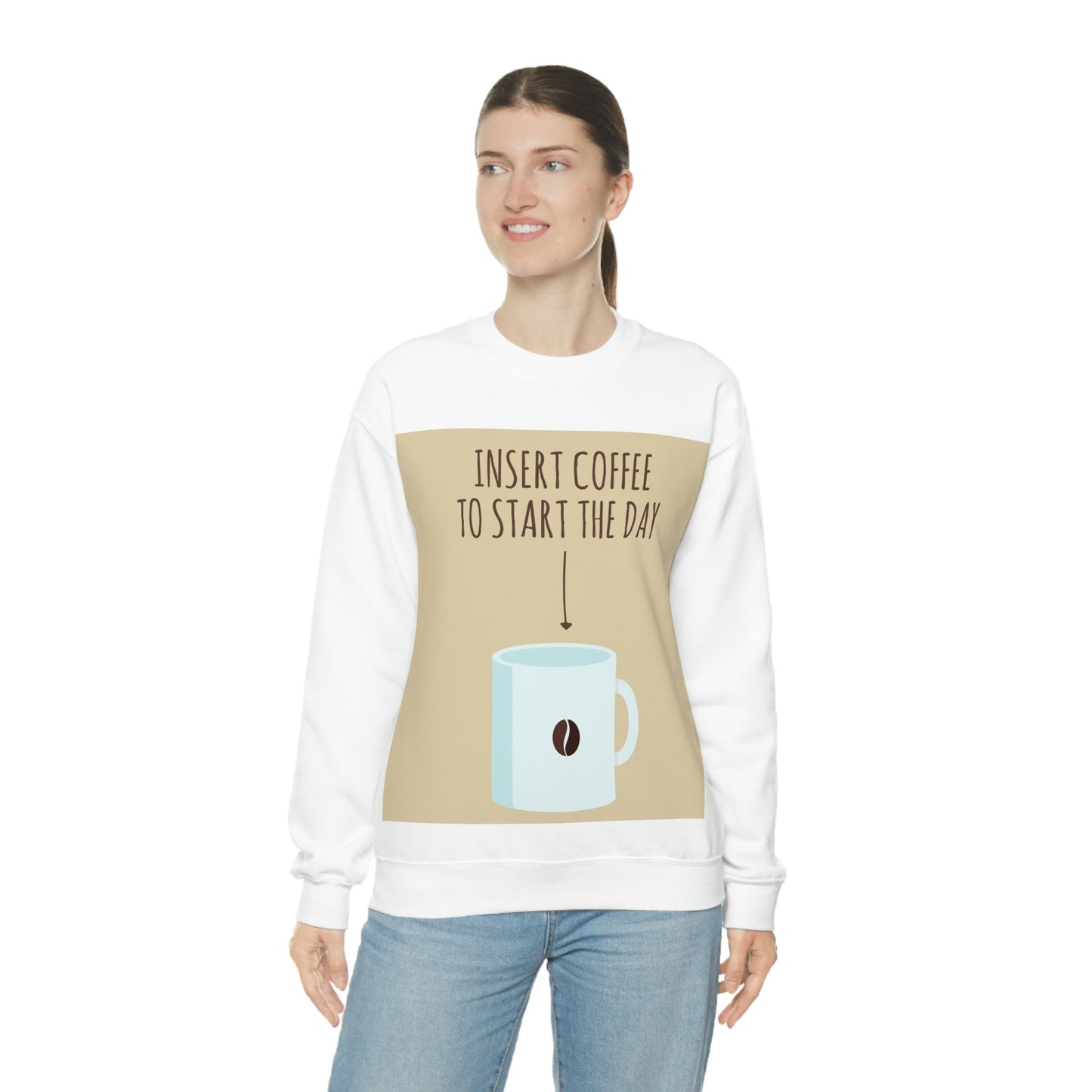 Insert Coffee To Start The Day Reminder Beans Lovers Unisex Heavy Blend™ Crewneck Sweatshirt Ichaku [Perfect Gifts Selection]