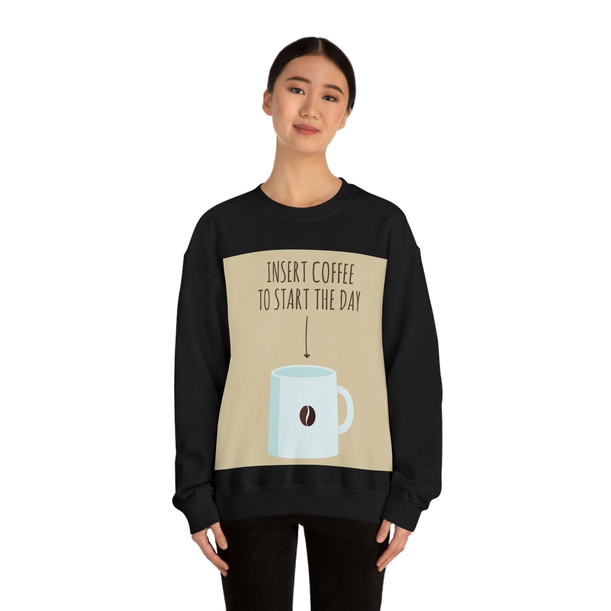 Insert Coffee To Start The Day Reminder Beans Lovers Unisex Heavy Blend™ Crewneck Sweatshirt Ichaku [Perfect Gifts Selection]