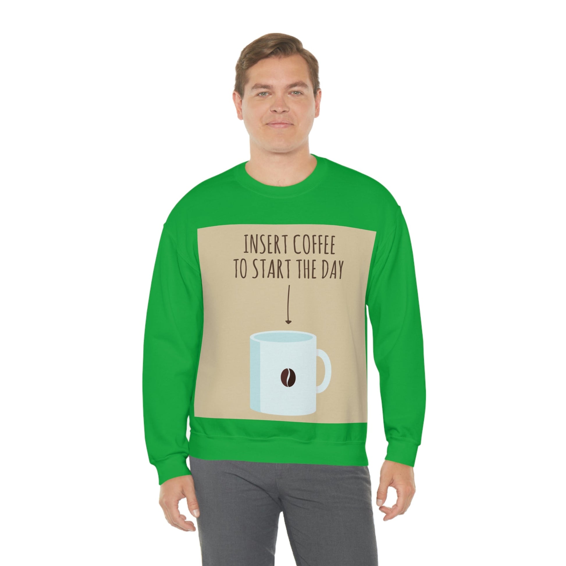 Insert Coffee To Start The Day Reminder Beans Lovers Unisex Heavy Blend™ Crewneck Sweatshirt Ichaku [Perfect Gifts Selection]