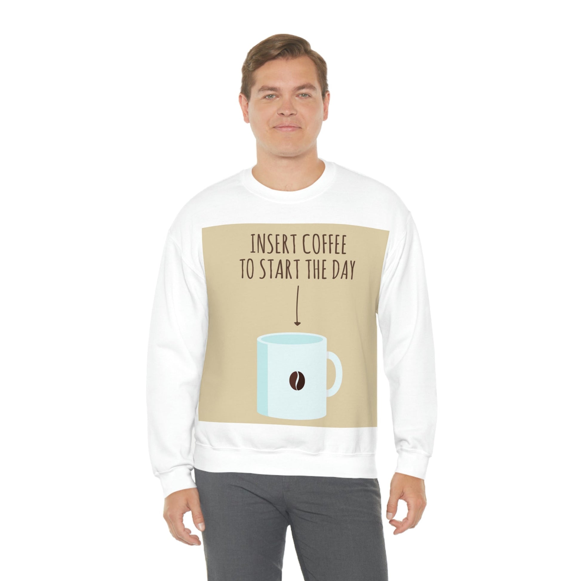 Insert Coffee To Start The Day Reminder Beans Lovers Unisex Heavy Blend™ Crewneck Sweatshirt Ichaku [Perfect Gifts Selection]