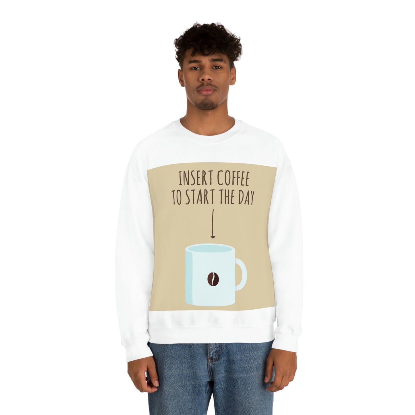 Insert Coffee To Start The Day Reminder Beans Lovers Unisex Heavy Blend™ Crewneck Sweatshirt Ichaku [Perfect Gifts Selection]