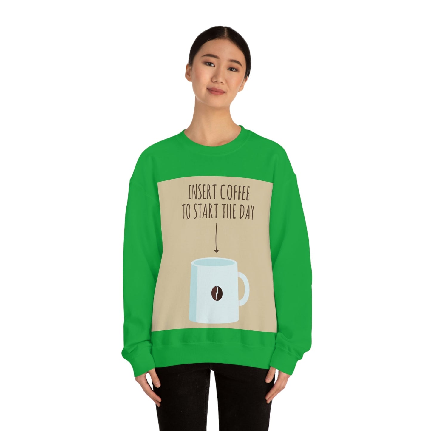 Insert Coffee To Start The Day Reminder Beans Lovers Unisex Heavy Blend™ Crewneck Sweatshirt Ichaku [Perfect Gifts Selection]