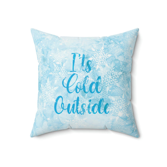 It`s Cold Outside Winter Snow Art Spun Polyester Square Pillow Ichaku [Perfect Gifts Selection]