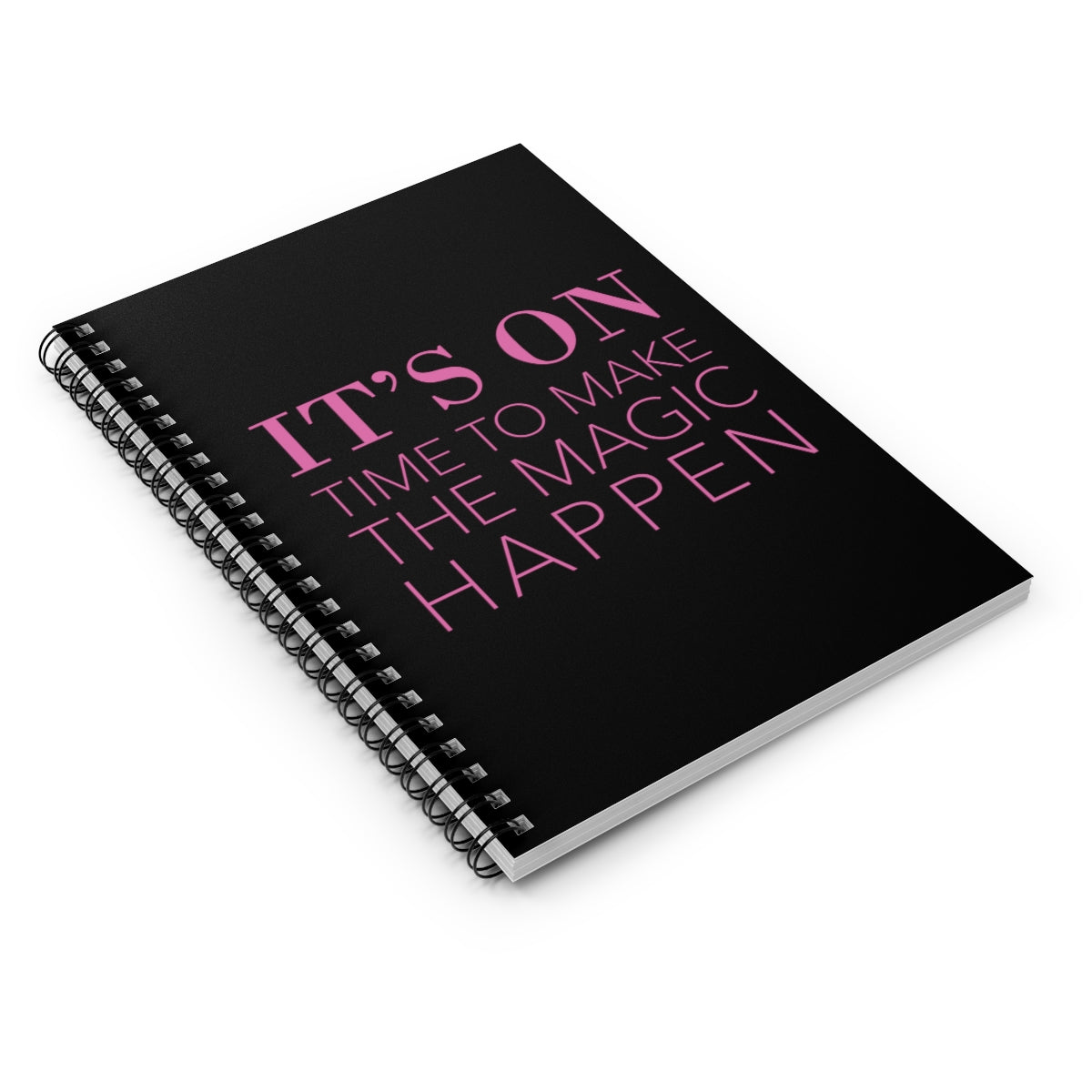 It's On Time To Make Magic Happen Pink Typography Spiral Notebook - Ruled Line Ichaku [Perfect Gifts Selection]