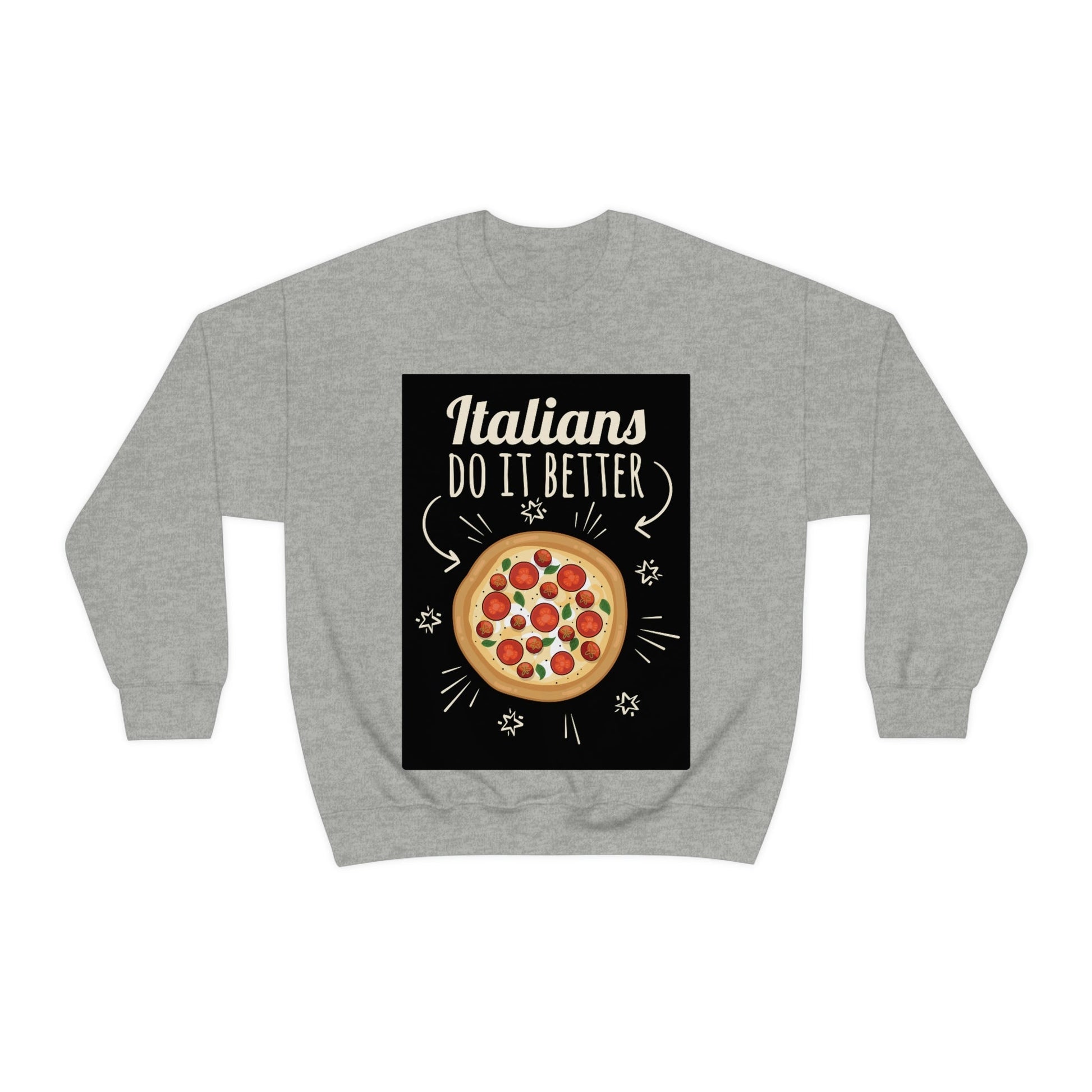 Italians Do It Better Pizza Lovers Black Background Unisex Heavy Blend™ Crewneck Sweatshirt Ichaku [Perfect Gifts Selection]