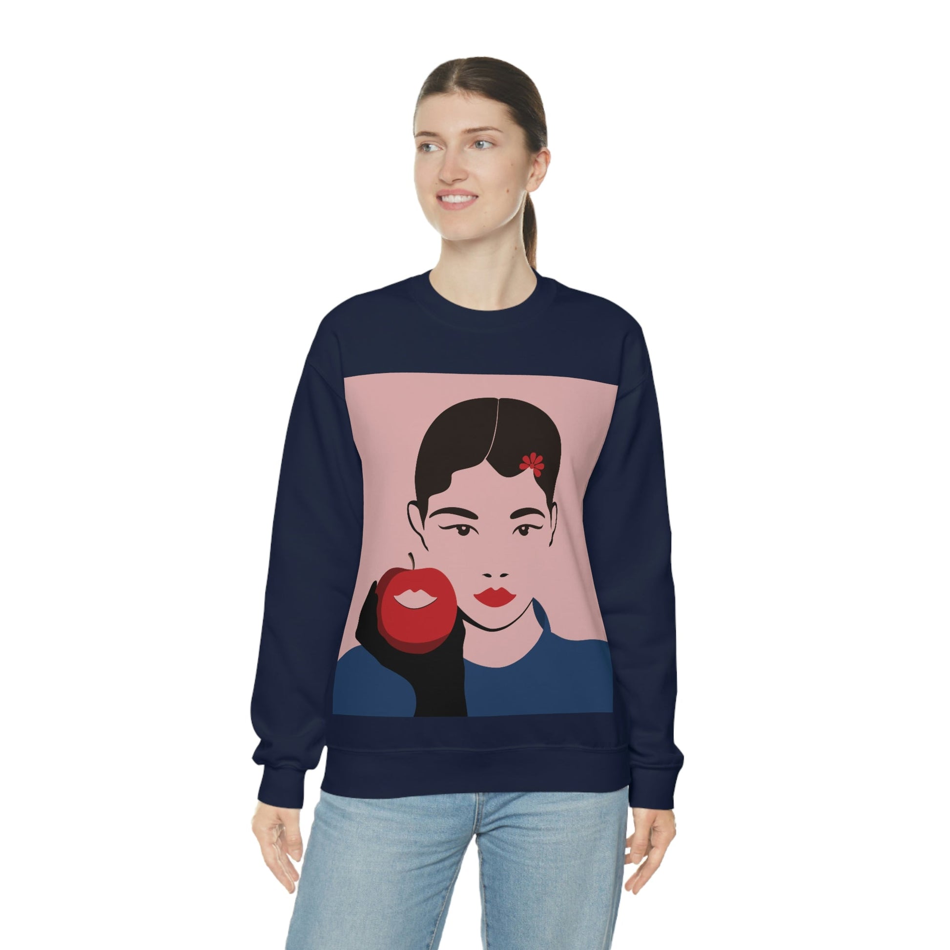 Japan Art Minimal Aesthetic Asian Woman Portrait Style Classic Unisex Heavy Blend™ Crewneck Sweatshirt Ichaku [Perfect Gifts Selection]