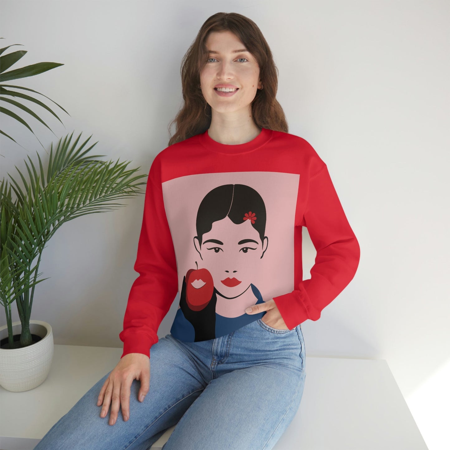 Japan Art Minimal Aesthetic Asian Woman Portrait Style Classic Unisex Heavy Blend™ Crewneck Sweatshirt Ichaku [Perfect Gifts Selection]