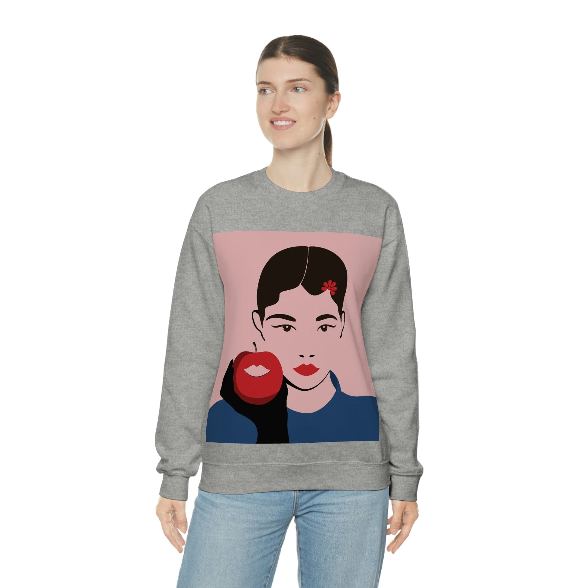 Japan Art Minimal Aesthetic Asian Woman Portrait Style Classic Unisex Heavy Blend™ Crewneck Sweatshirt Ichaku [Perfect Gifts Selection]