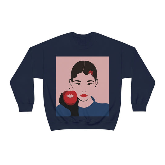 Japan Art Minimal Aesthetic Asian Woman Portrait Style Classic Unisex Heavy Blend™ Crewneck Sweatshirt Ichaku [Perfect Gifts Selection]