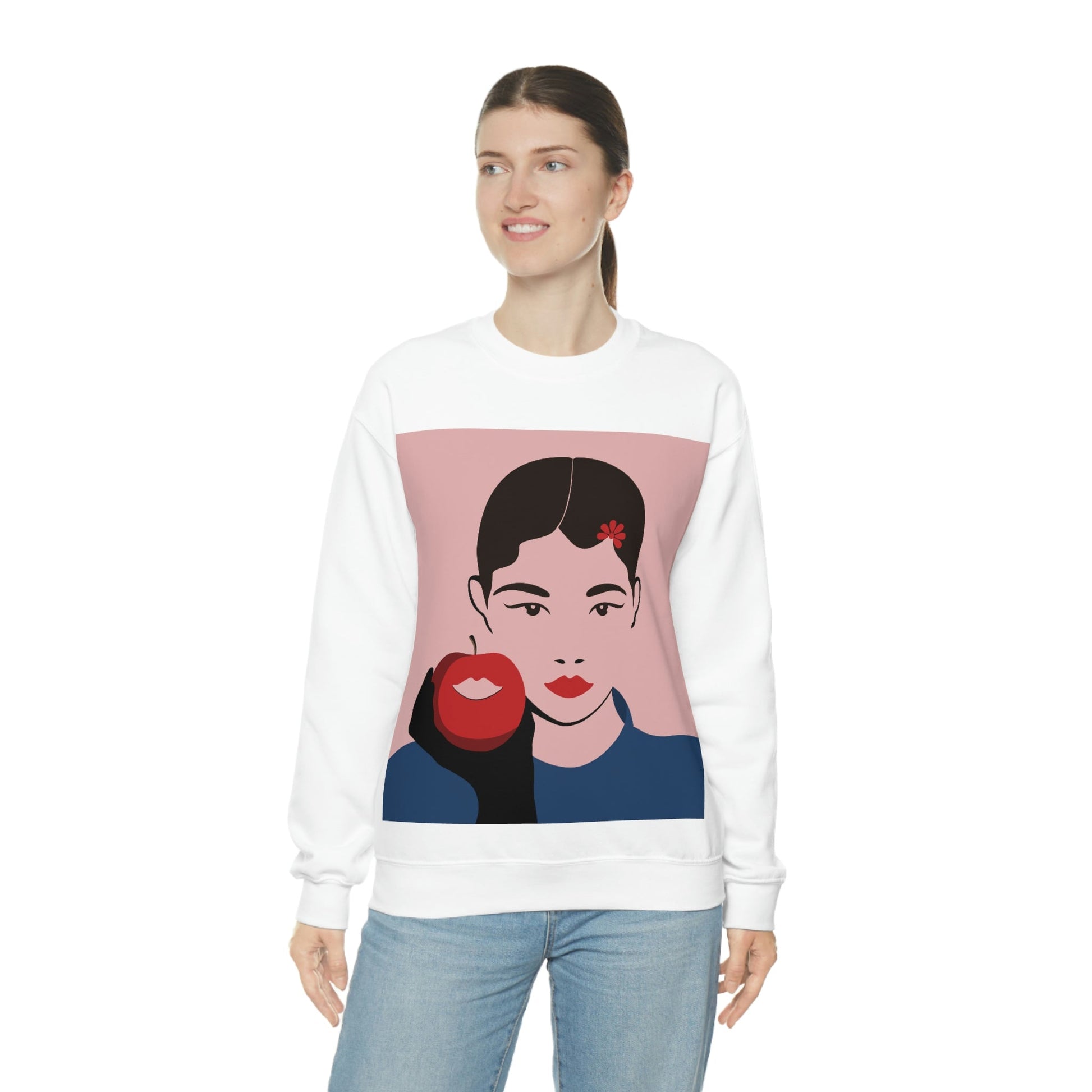 Japan Art Minimal Aesthetic Asian Woman Portrait Style Classic Unisex Heavy Blend™ Crewneck Sweatshirt Ichaku [Perfect Gifts Selection]