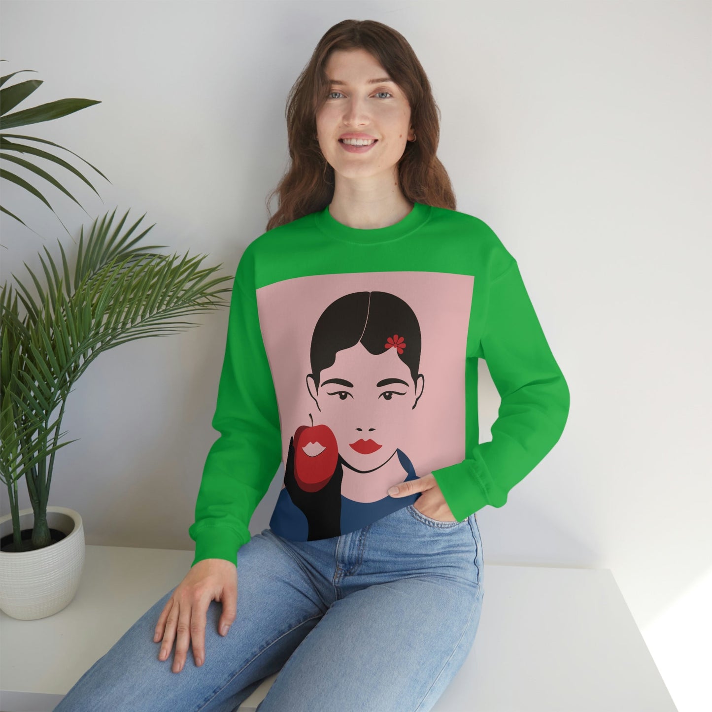 Japan Art Minimal Aesthetic Asian Woman Portrait Style Classic Unisex Heavy Blend™ Crewneck Sweatshirt Ichaku [Perfect Gifts Selection]