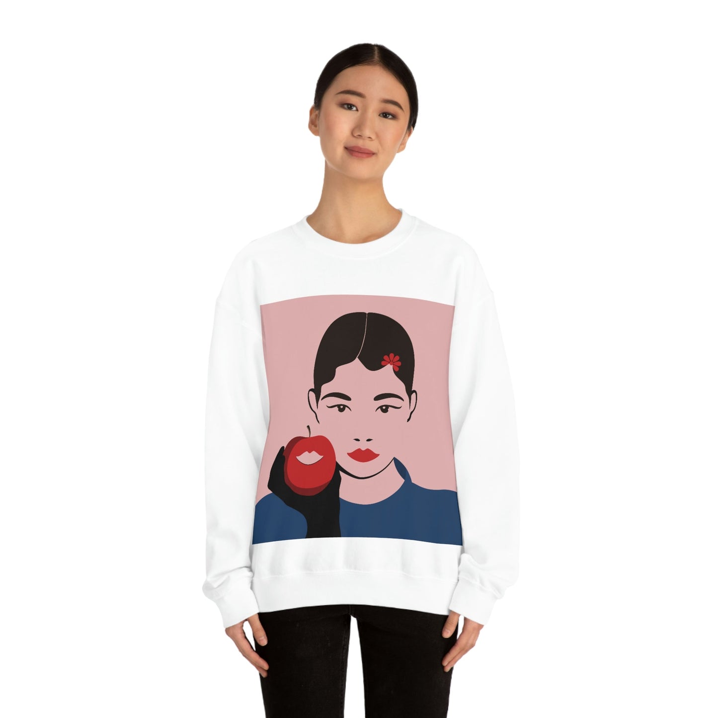 Japan Art Minimal Aesthetic Asian Woman Portrait Style Classic Unisex Heavy Blend™ Crewneck Sweatshirt Ichaku [Perfect Gifts Selection]