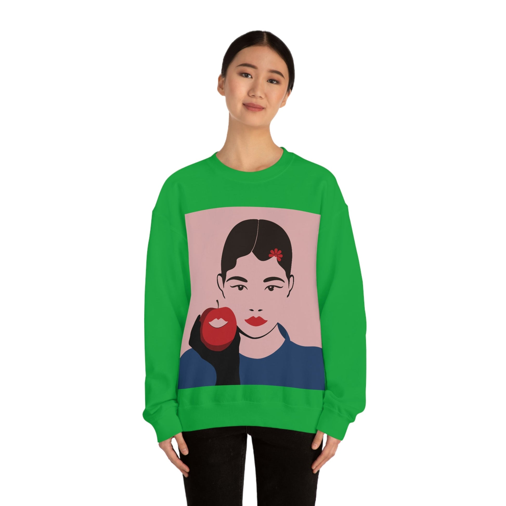 Japan Art Minimal Aesthetic Asian Woman Portrait Style Classic Unisex Heavy Blend™ Crewneck Sweatshirt Ichaku [Perfect Gifts Selection]