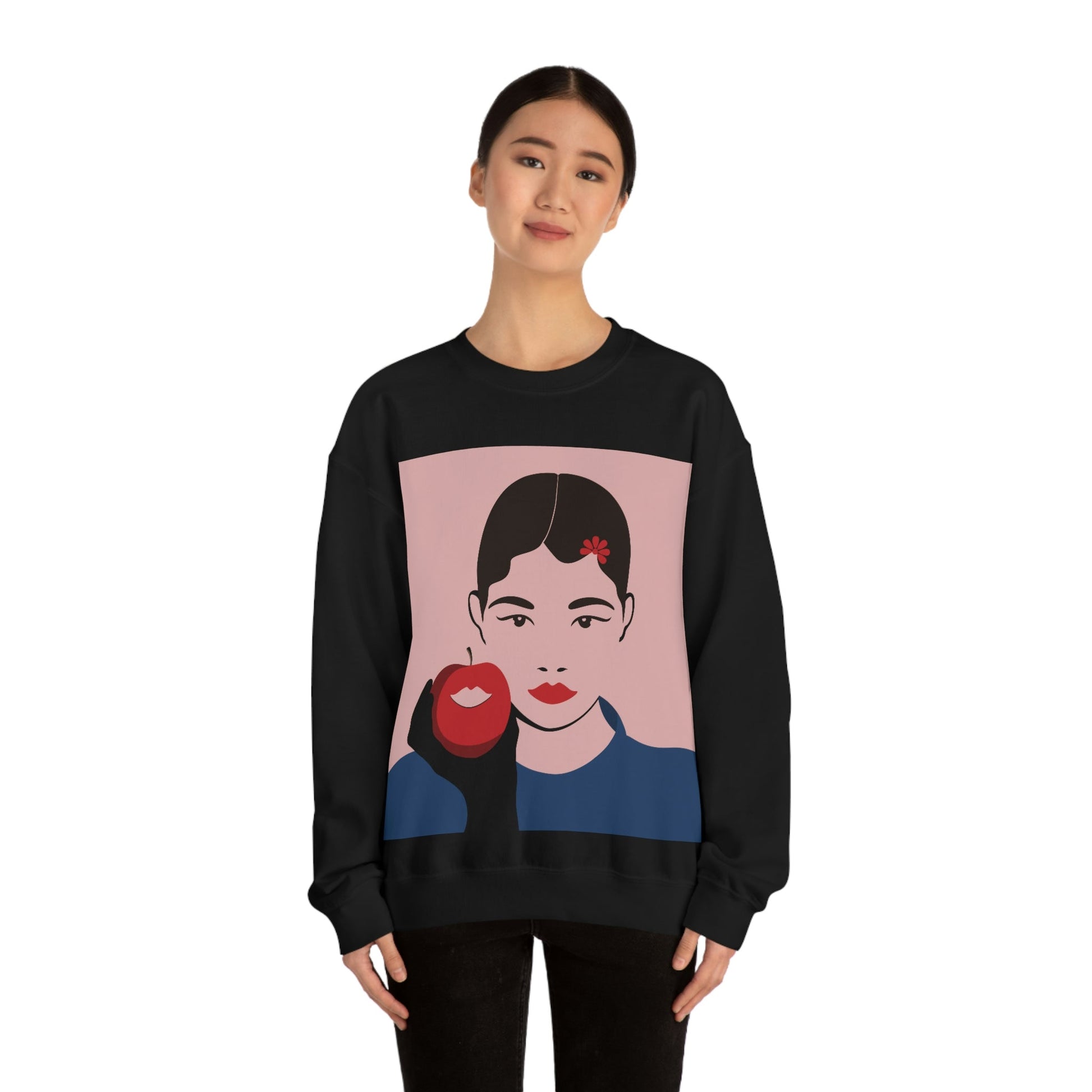 Japan Art Minimal Aesthetic Asian Woman Portrait Style Classic Unisex Heavy Blend™ Crewneck Sweatshirt Ichaku [Perfect Gifts Selection]