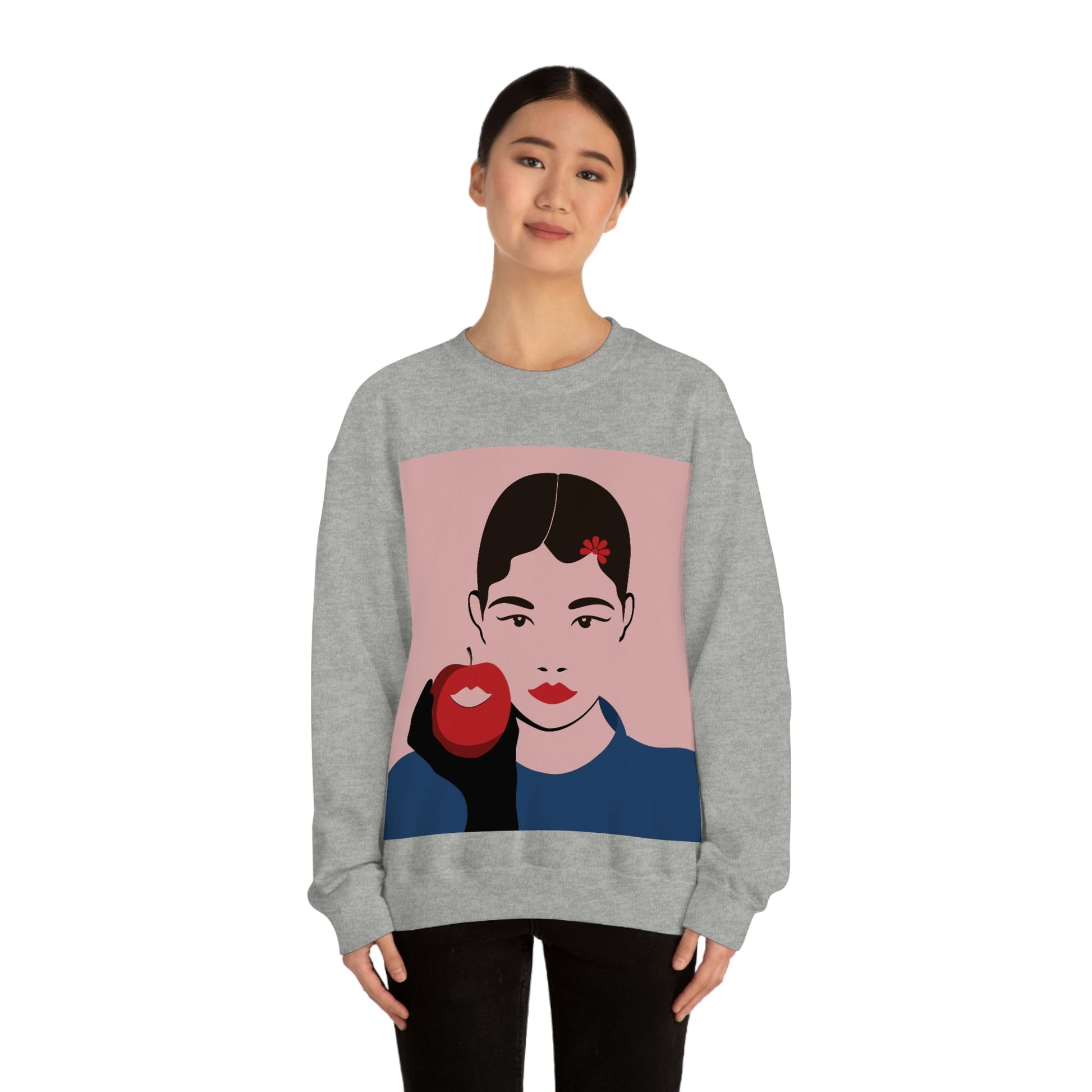 Japan Art Minimal Aesthetic Asian Woman Portrait Style Classic Unisex Heavy Blend™ Crewneck Sweatshirt Ichaku [Perfect Gifts Selection]