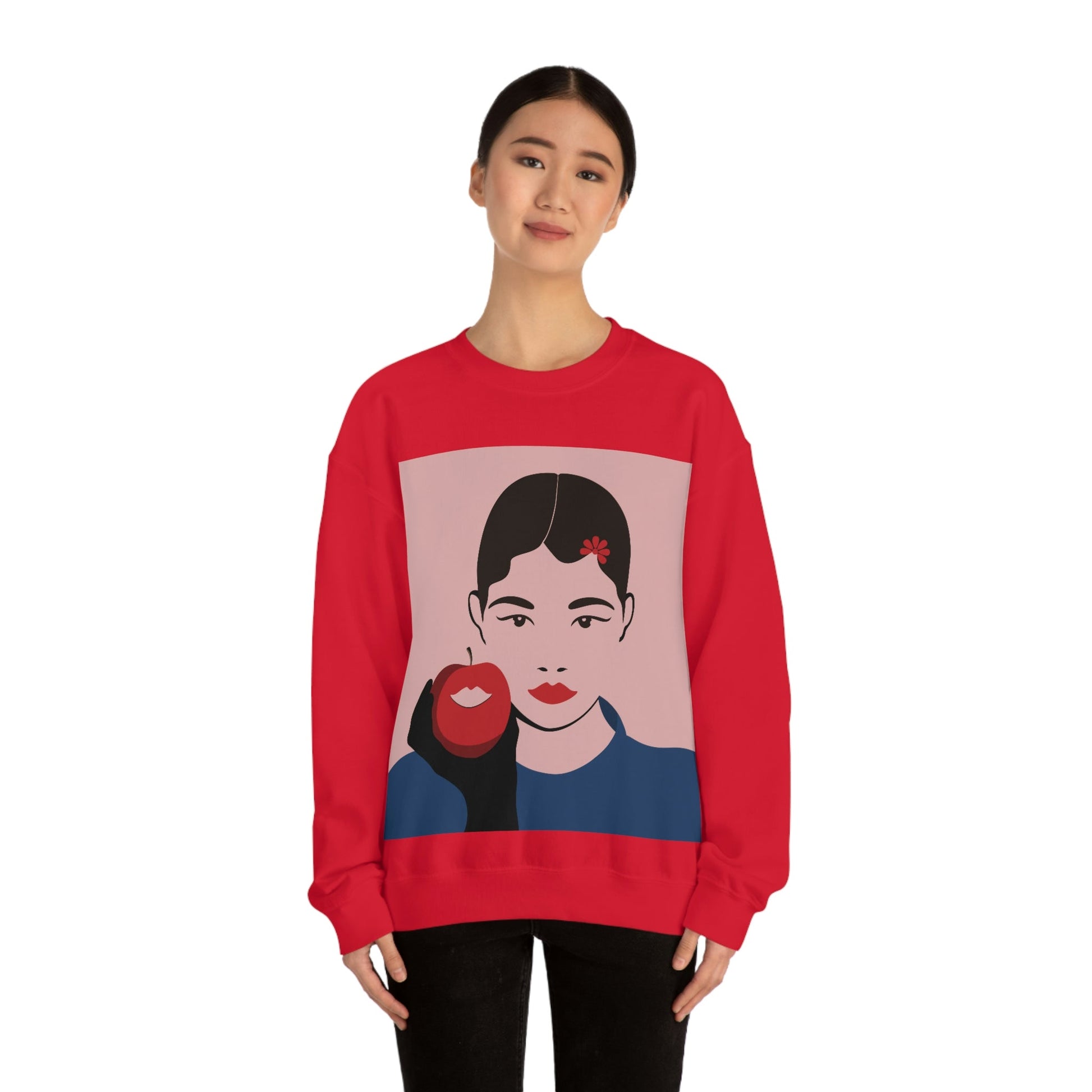 Japan Art Minimal Aesthetic Asian Woman Portrait Style Classic Unisex Heavy Blend™ Crewneck Sweatshirt Ichaku [Perfect Gifts Selection]