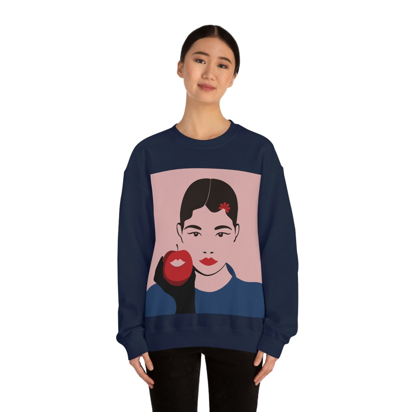 Japan Art Minimal Aesthetic Asian Woman Portrait Style Classic Unisex Heavy Blend™ Crewneck Sweatshirt Ichaku [Perfect Gifts Selection]