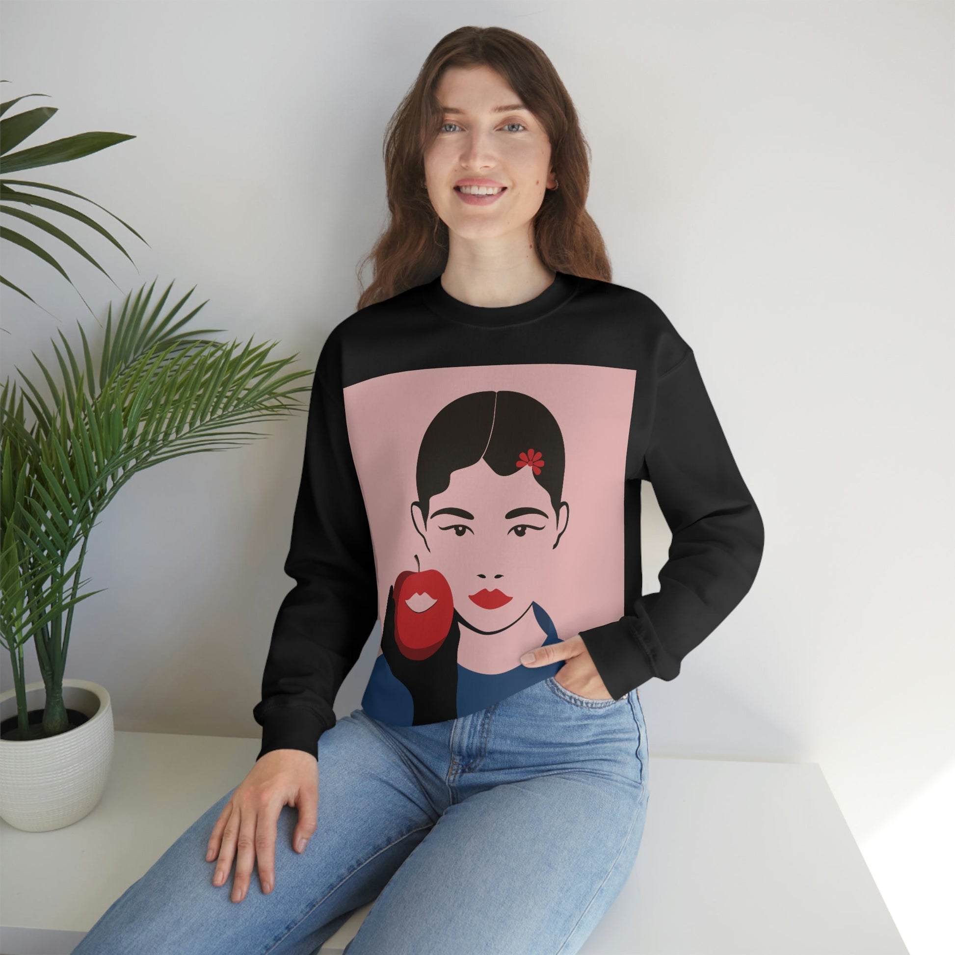 Japan Art Minimal Aesthetic Asian Woman Portrait Style Classic Unisex Heavy Blend™ Crewneck Sweatshirt Ichaku [Perfect Gifts Selection]