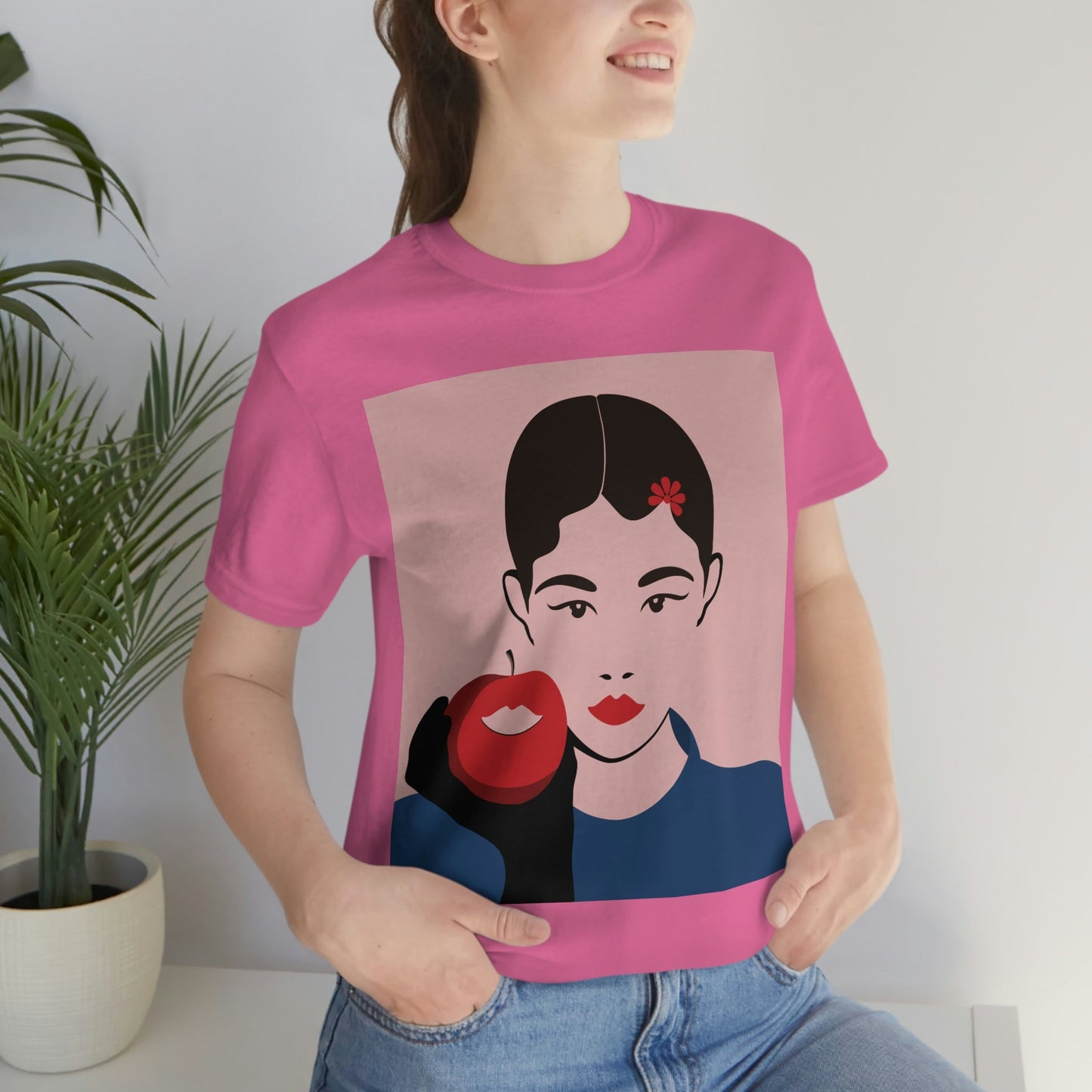 Japan Art Minimal Aesthetic Asian Woman Portrait Style Classic Unisex Jersey Short Sleeve T-Shirt Ichaku [Perfect Gifts Selection]