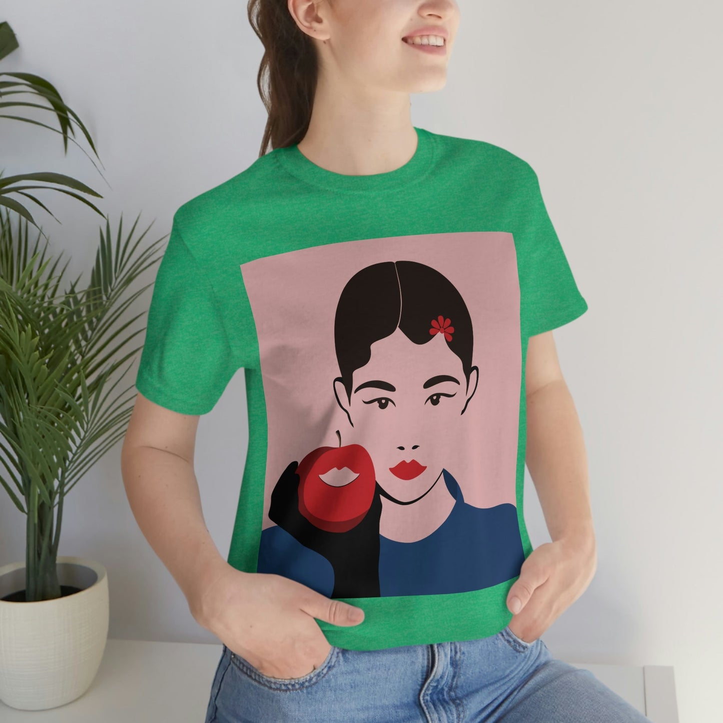 Japan Art Minimal Aesthetic Asian Woman Portrait Style Classic Unisex Jersey Short Sleeve T-Shirt Ichaku [Perfect Gifts Selection]