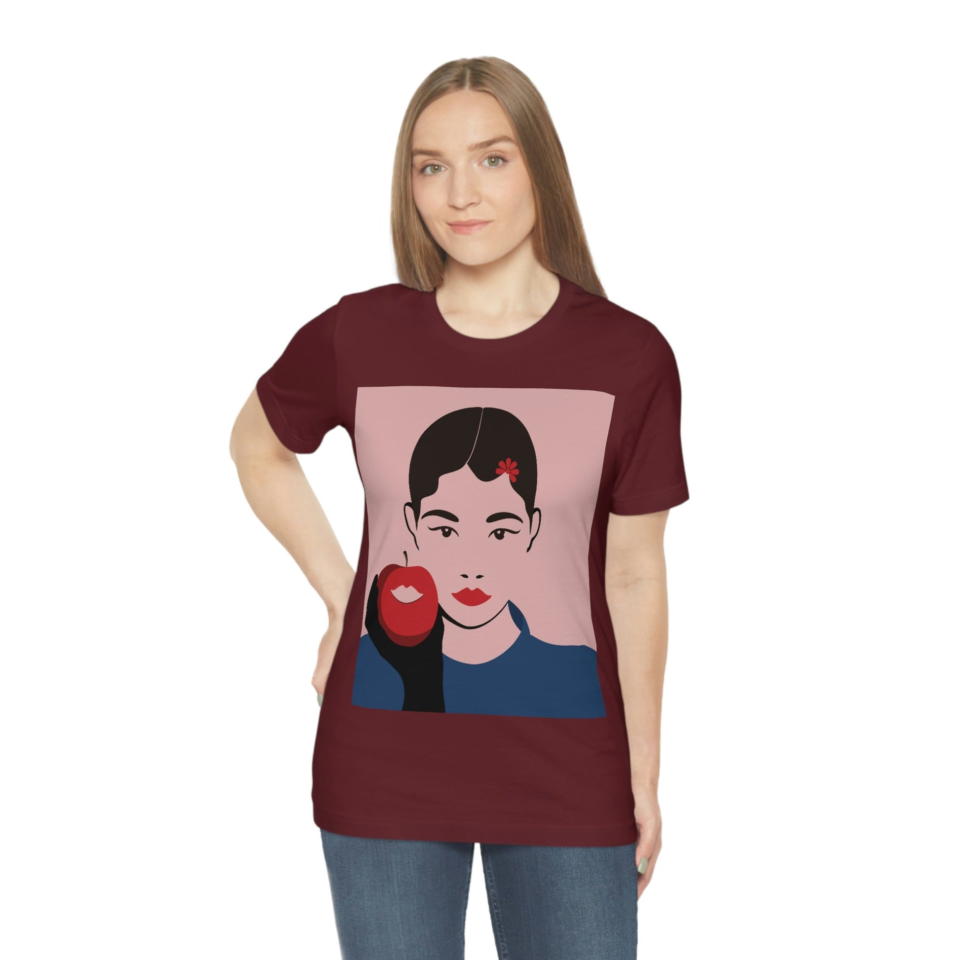 Japan Art Minimal Aesthetic Asian Woman Portrait Style Classic Unisex Jersey Short Sleeve T-Shirt Ichaku [Perfect Gifts Selection]